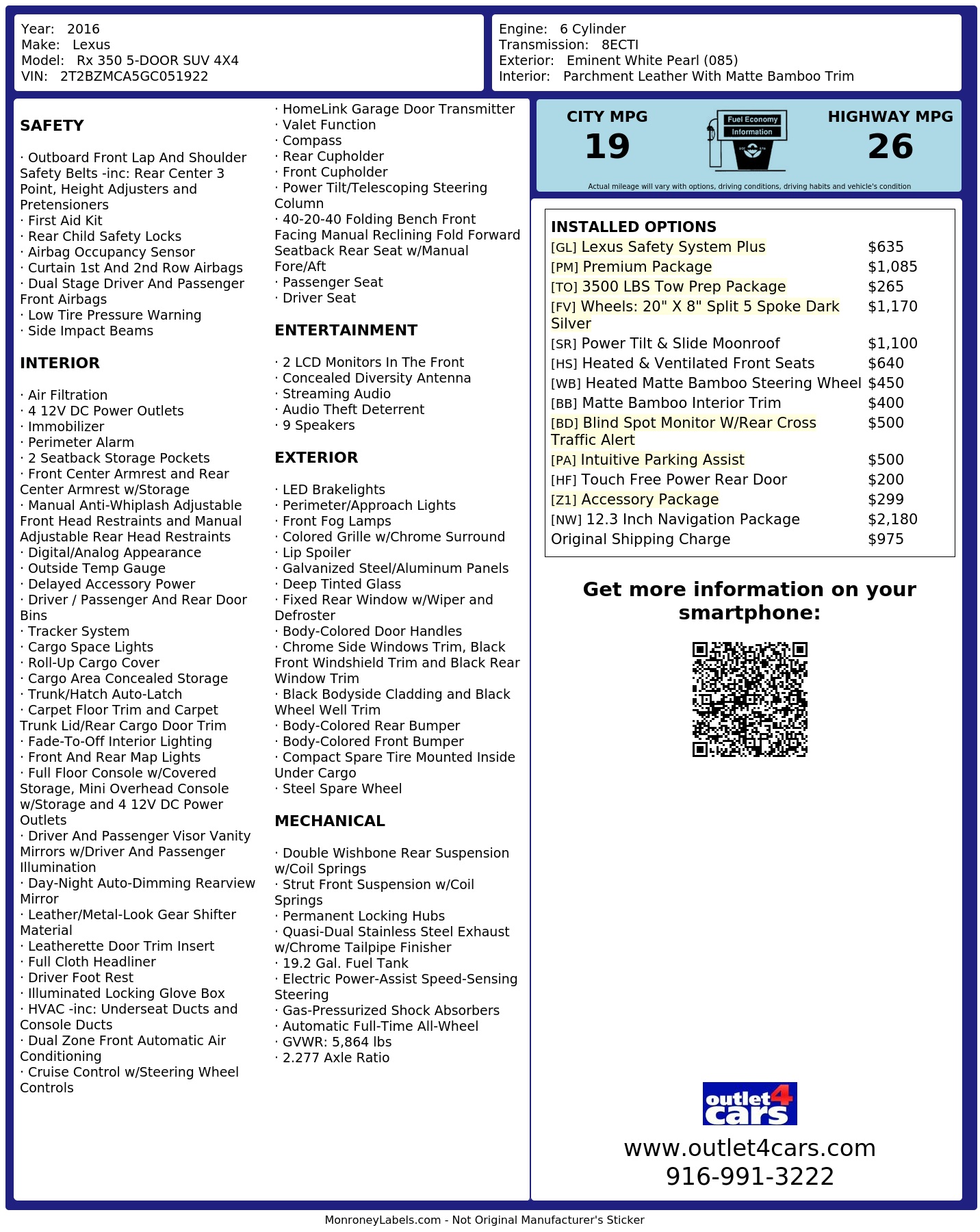 Monroney Label