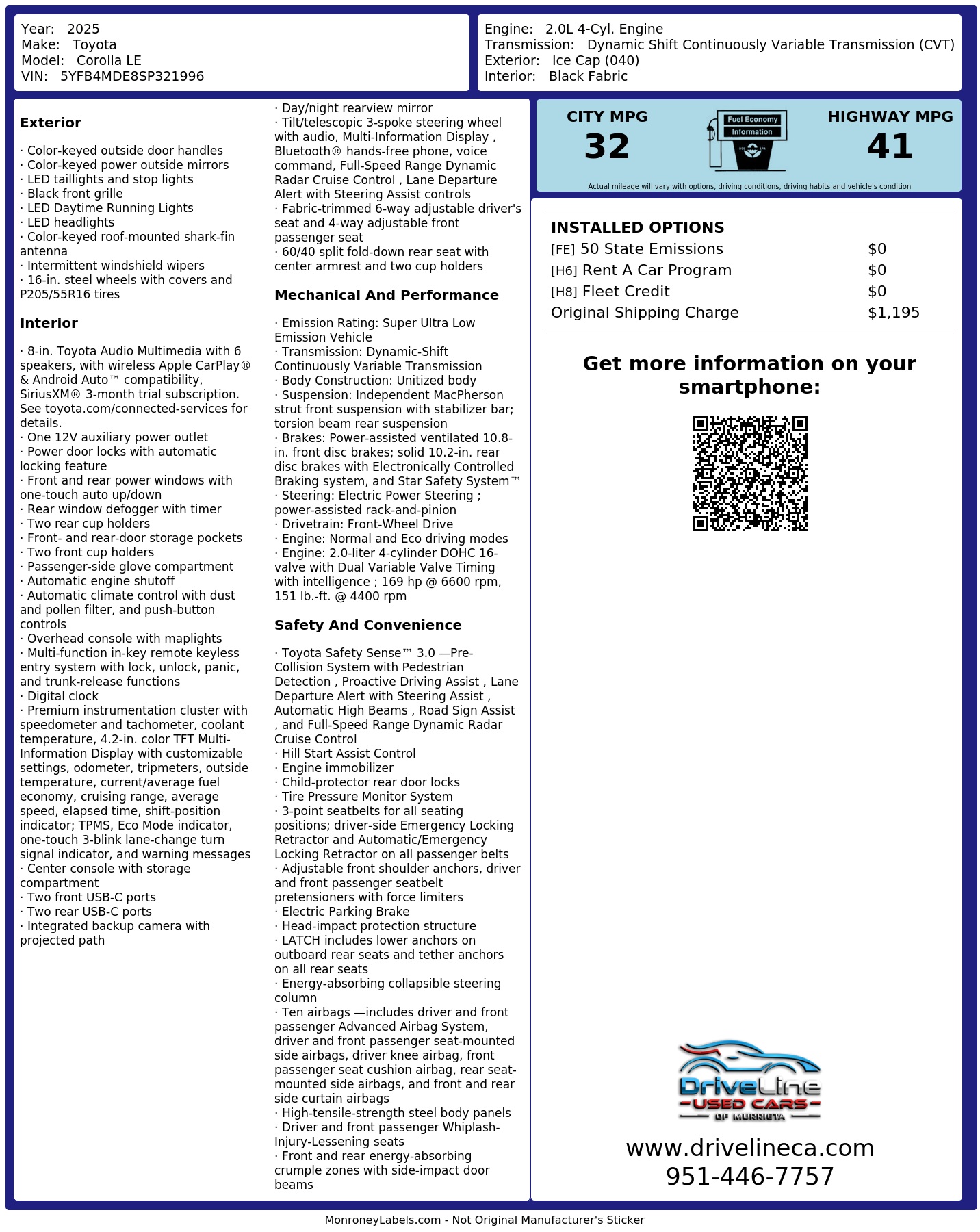 Monroney Label
