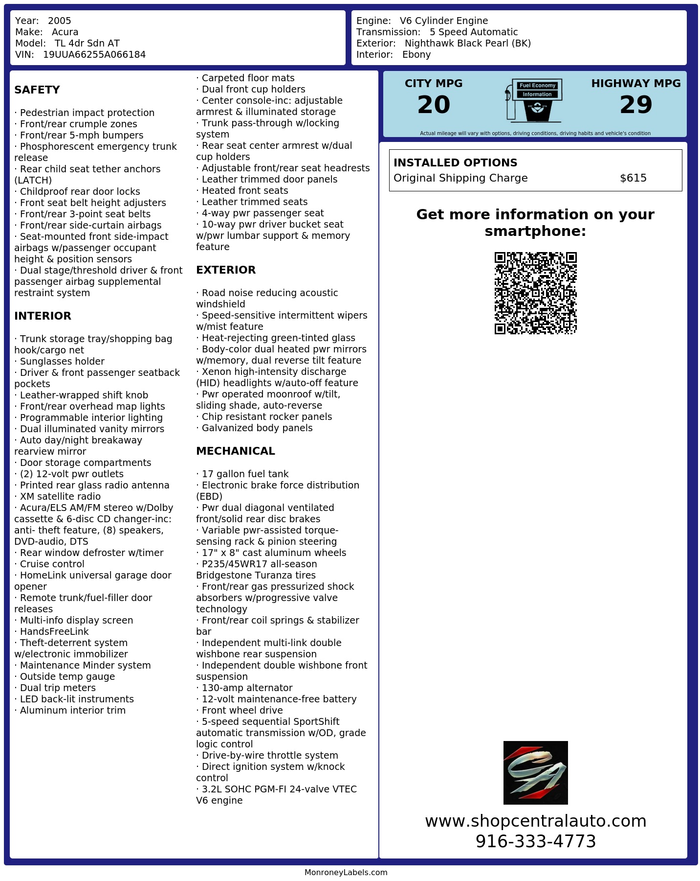 Monroney Label