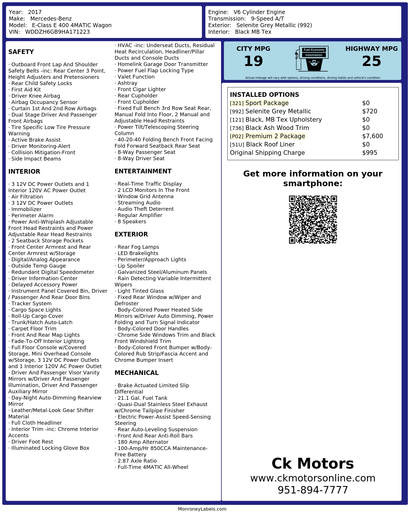 Monroney Label