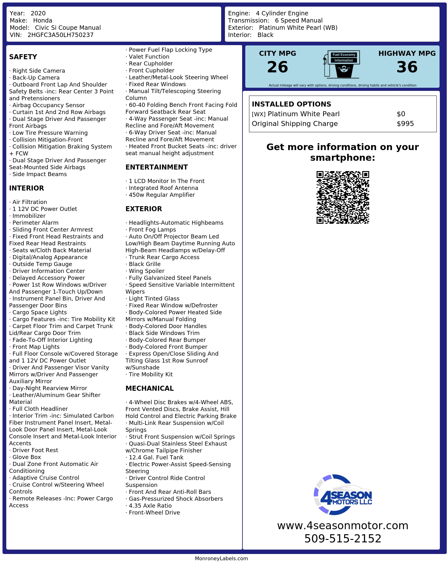 Monroney Label