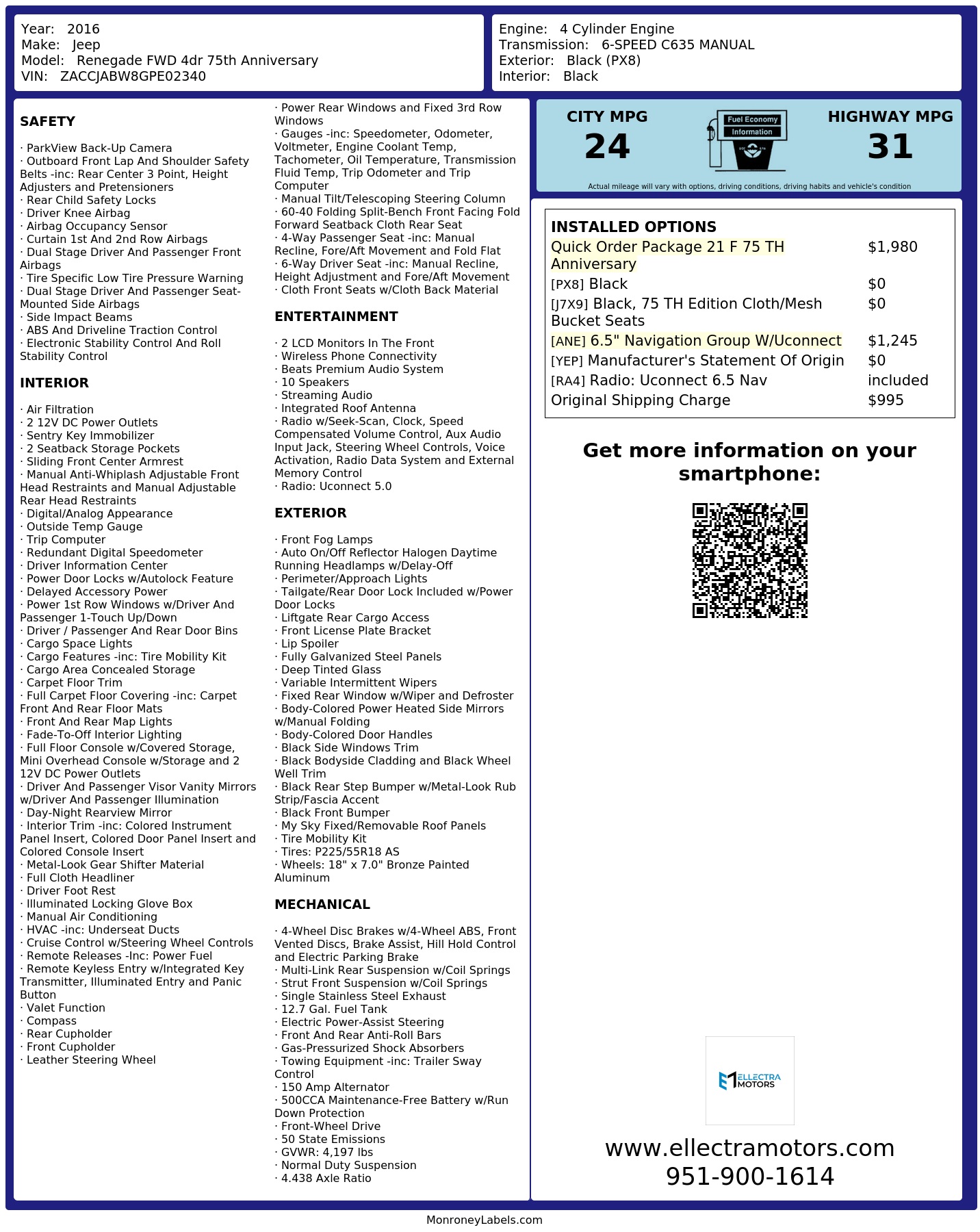Monroney Label