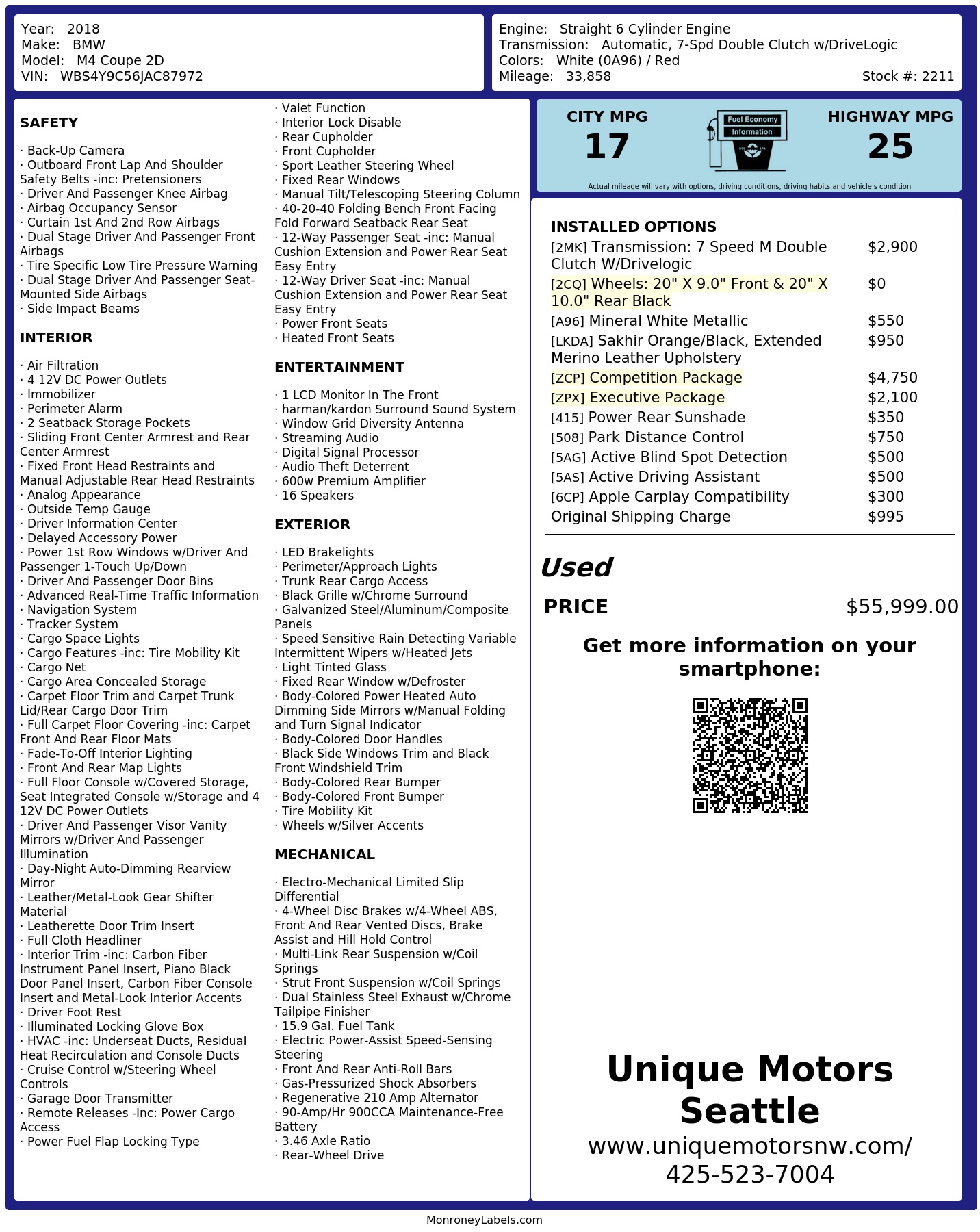 Monroney Label