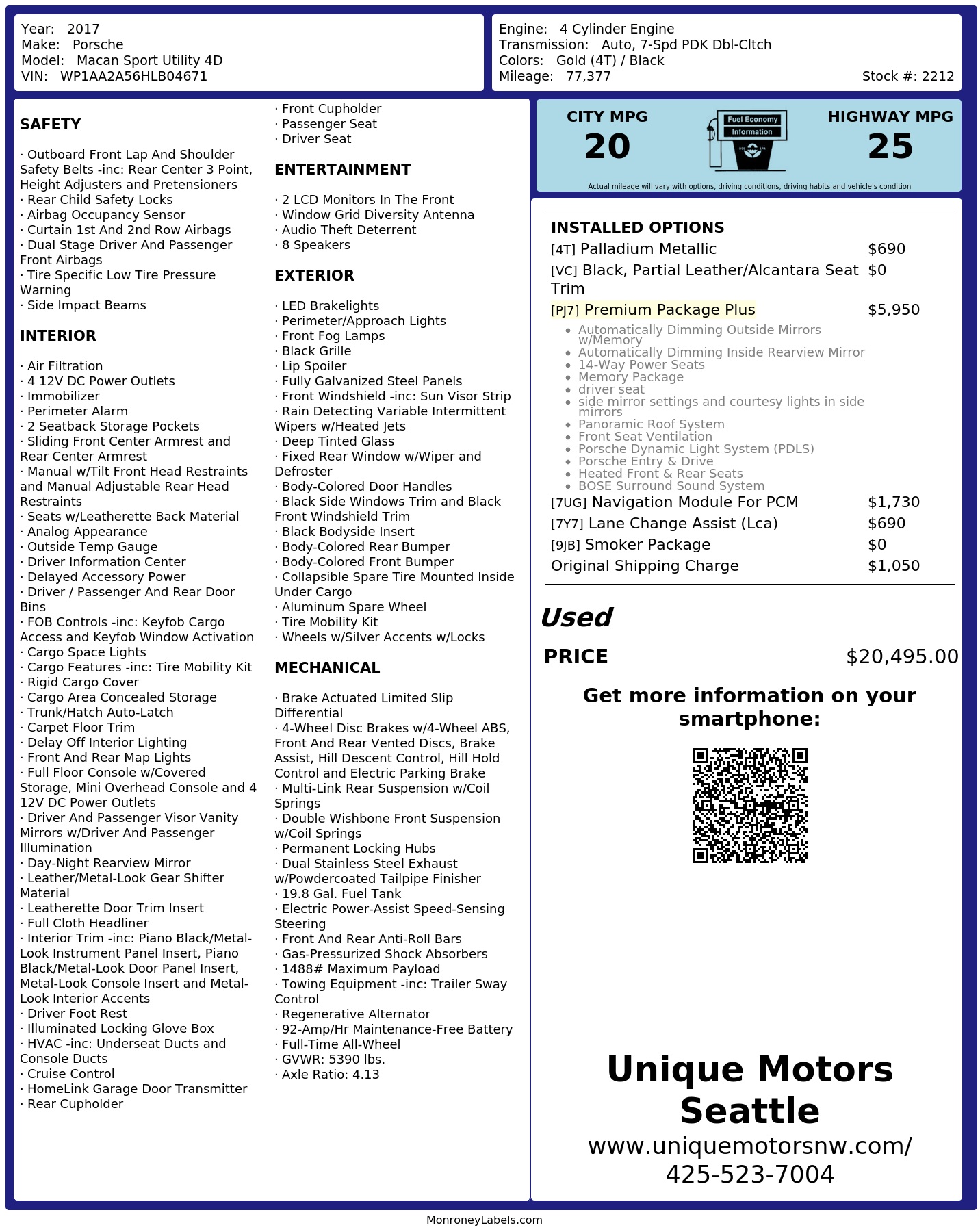 Monroney Label