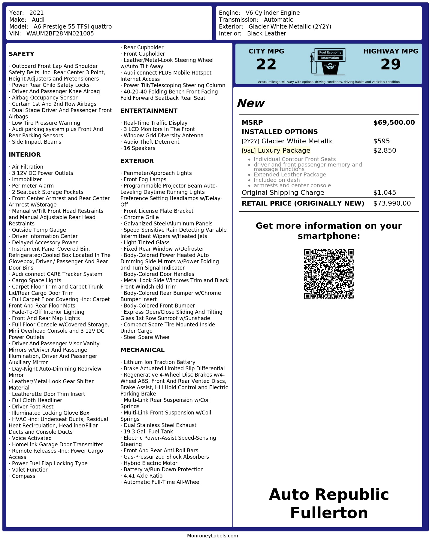 Monroney Label