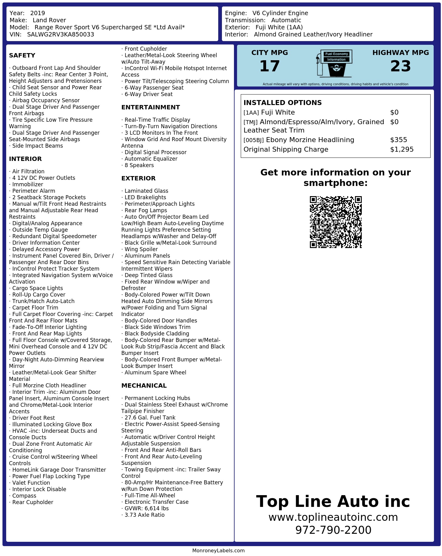 Monroney Label