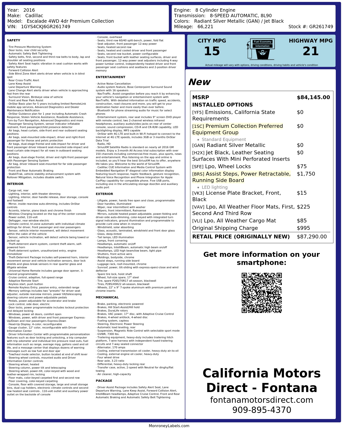 Monroney Label