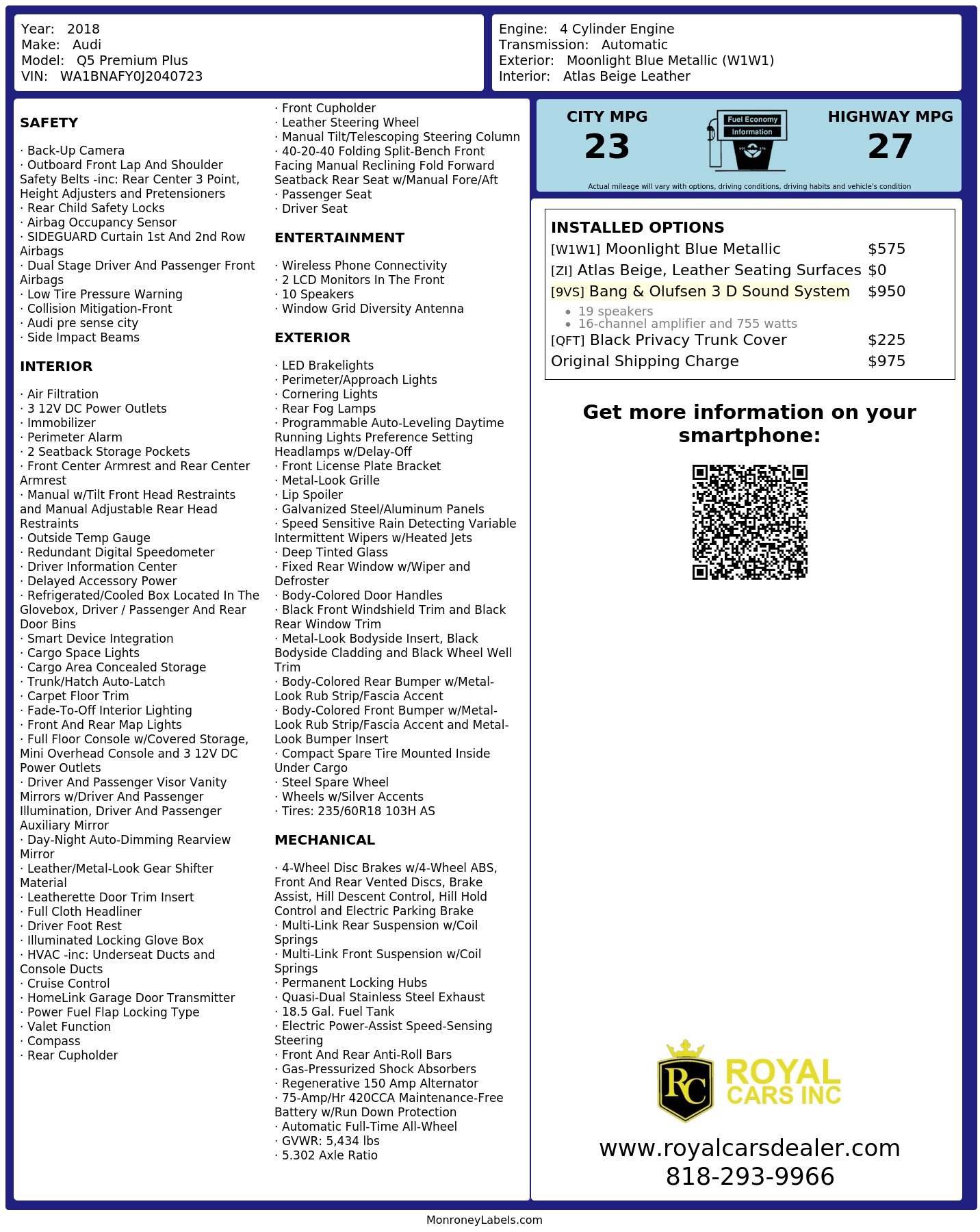 Monroney Label