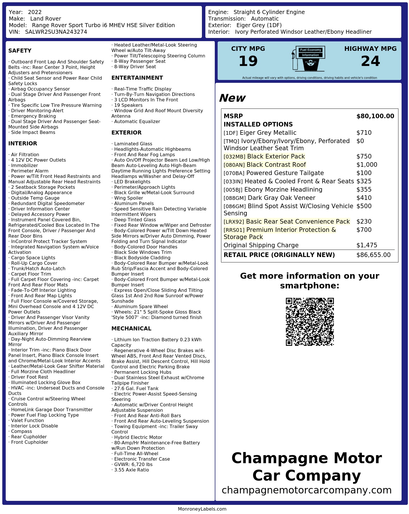 Monroney Label
