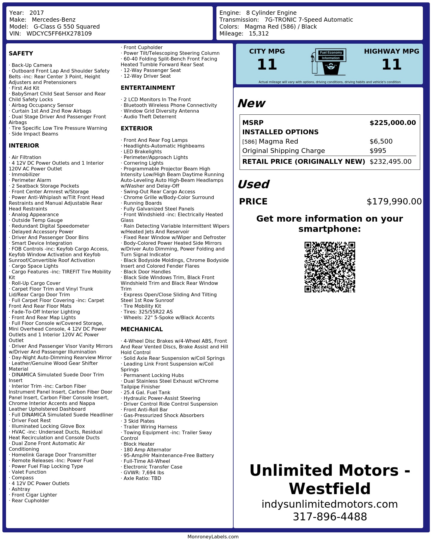 Monroney Label