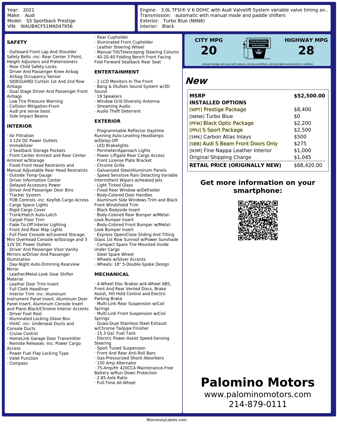 Monroney Label