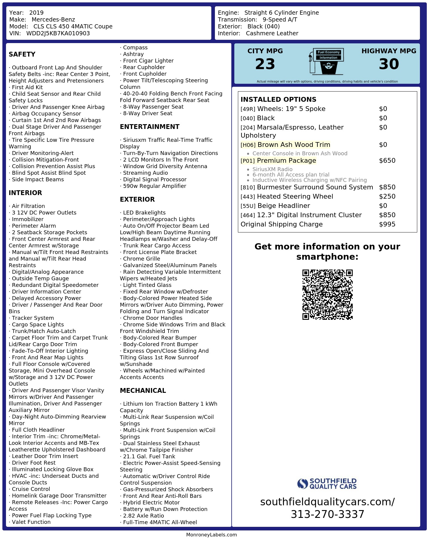 Monroney Label