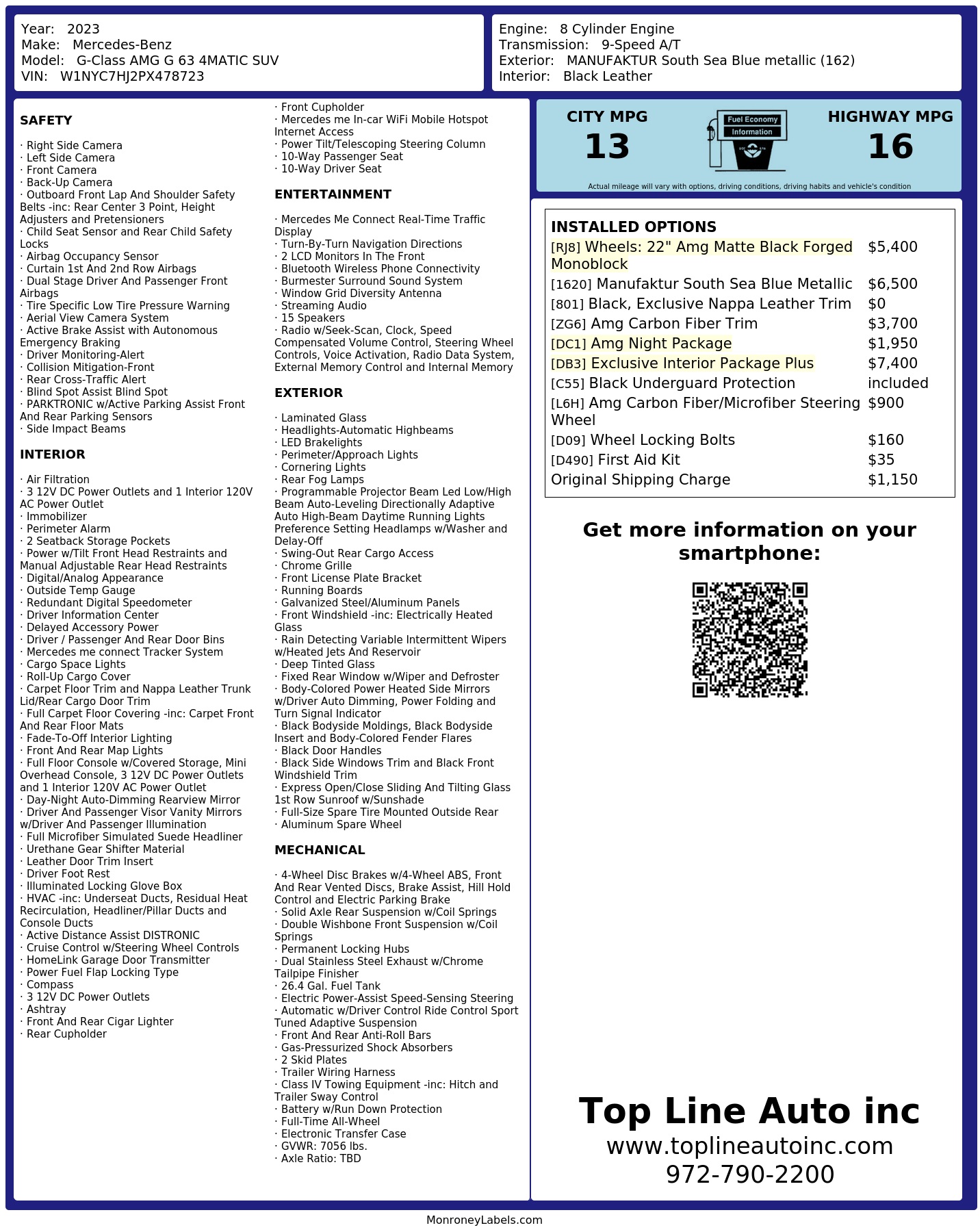 Monroney Label