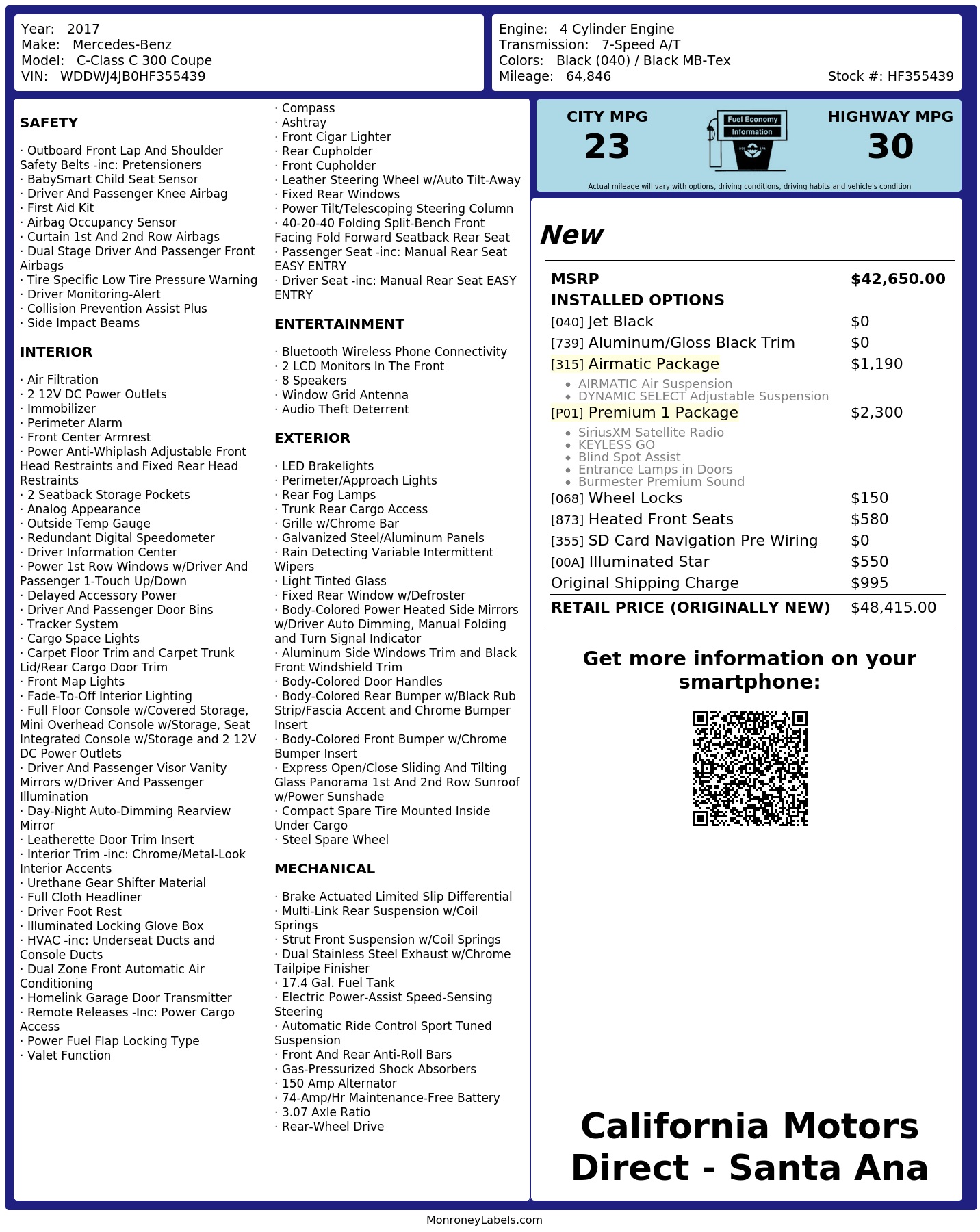 Monroney Label