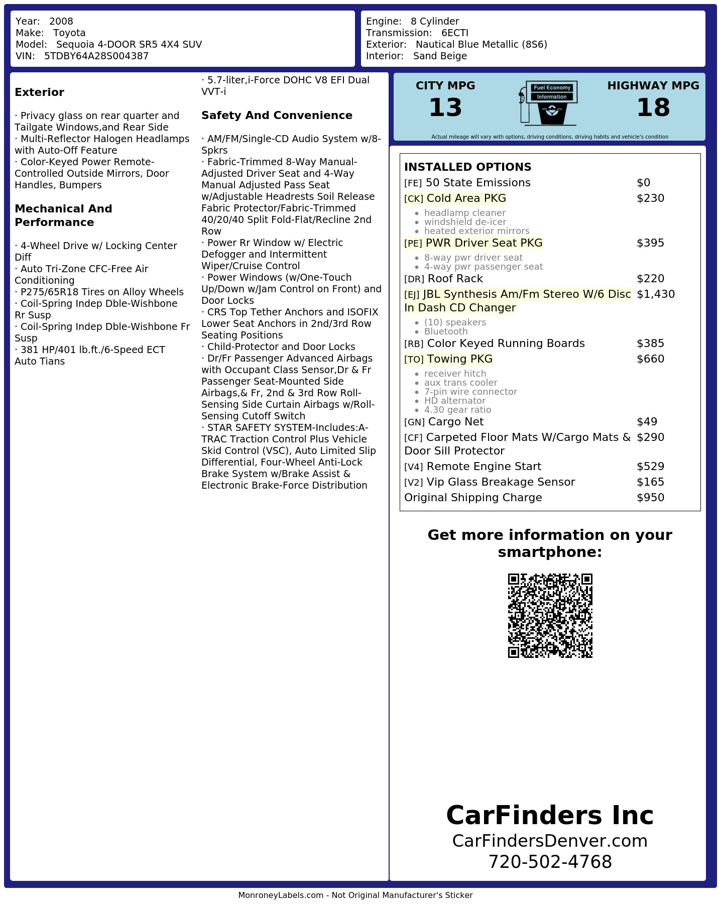 Monroney Label