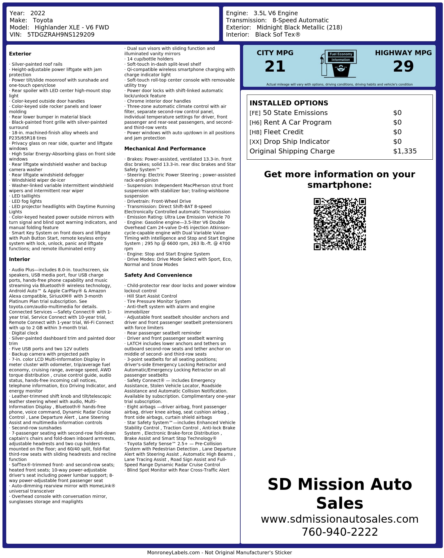 Monroney Label