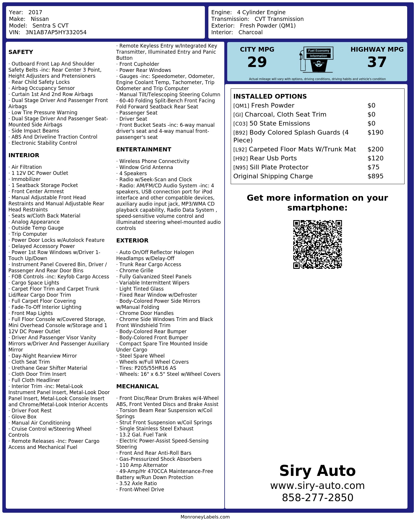 Monroney Label