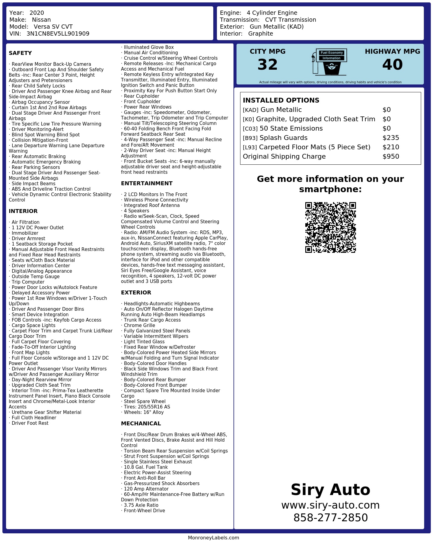 Monroney Label