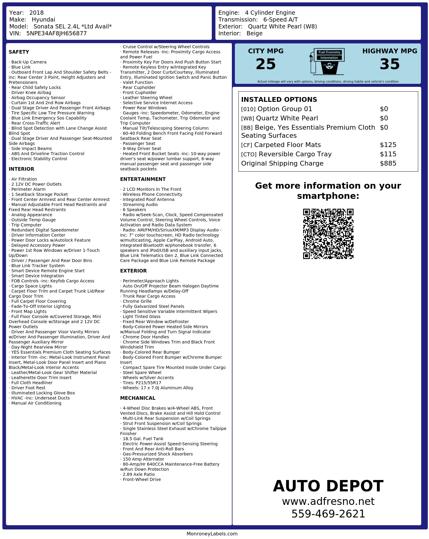 Monroney Label