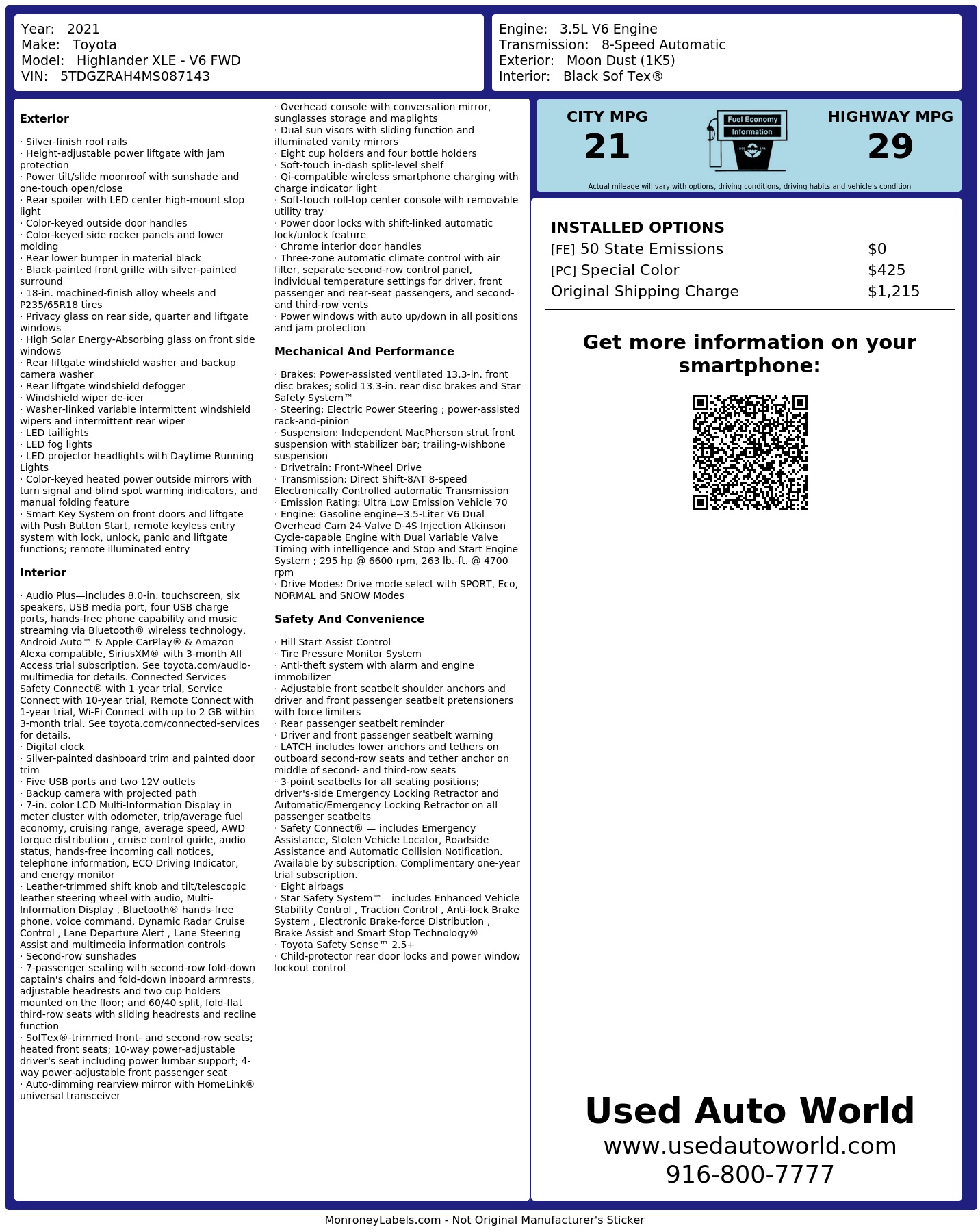 Monroney Label
