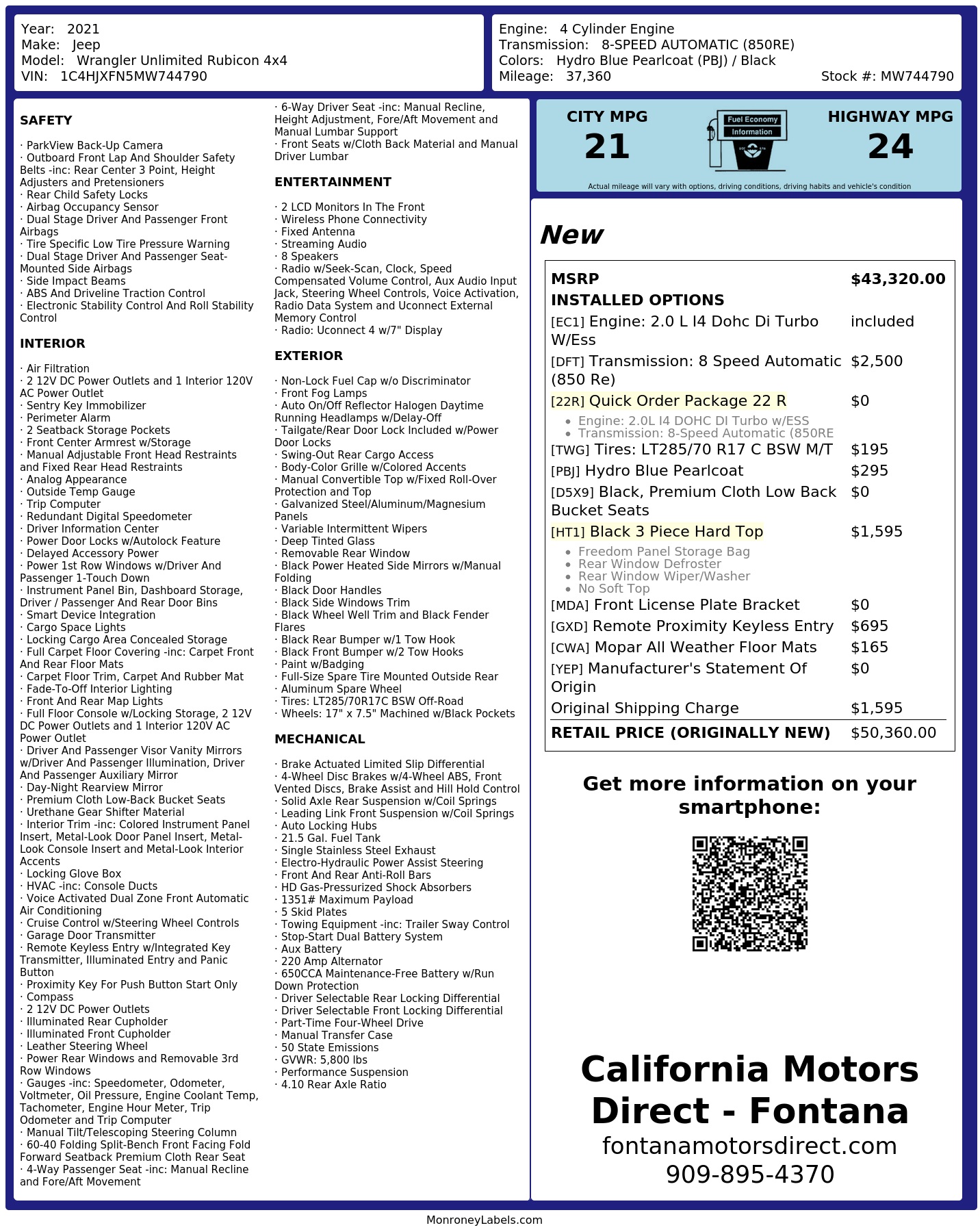 Monroney Label