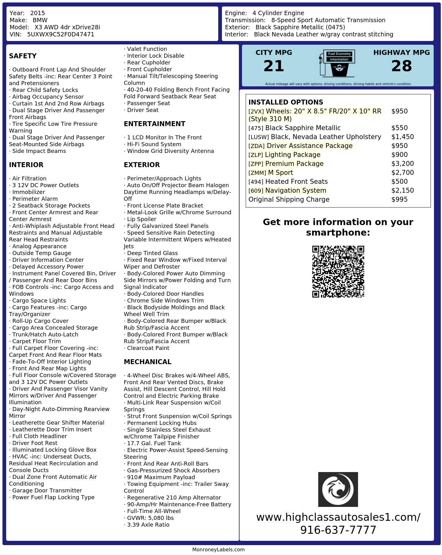 Monroney Label