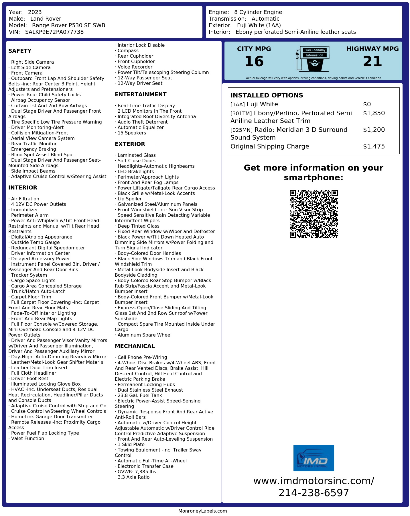 Monroney Label