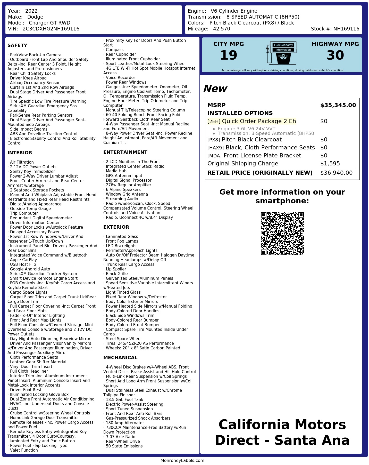 Monroney Label