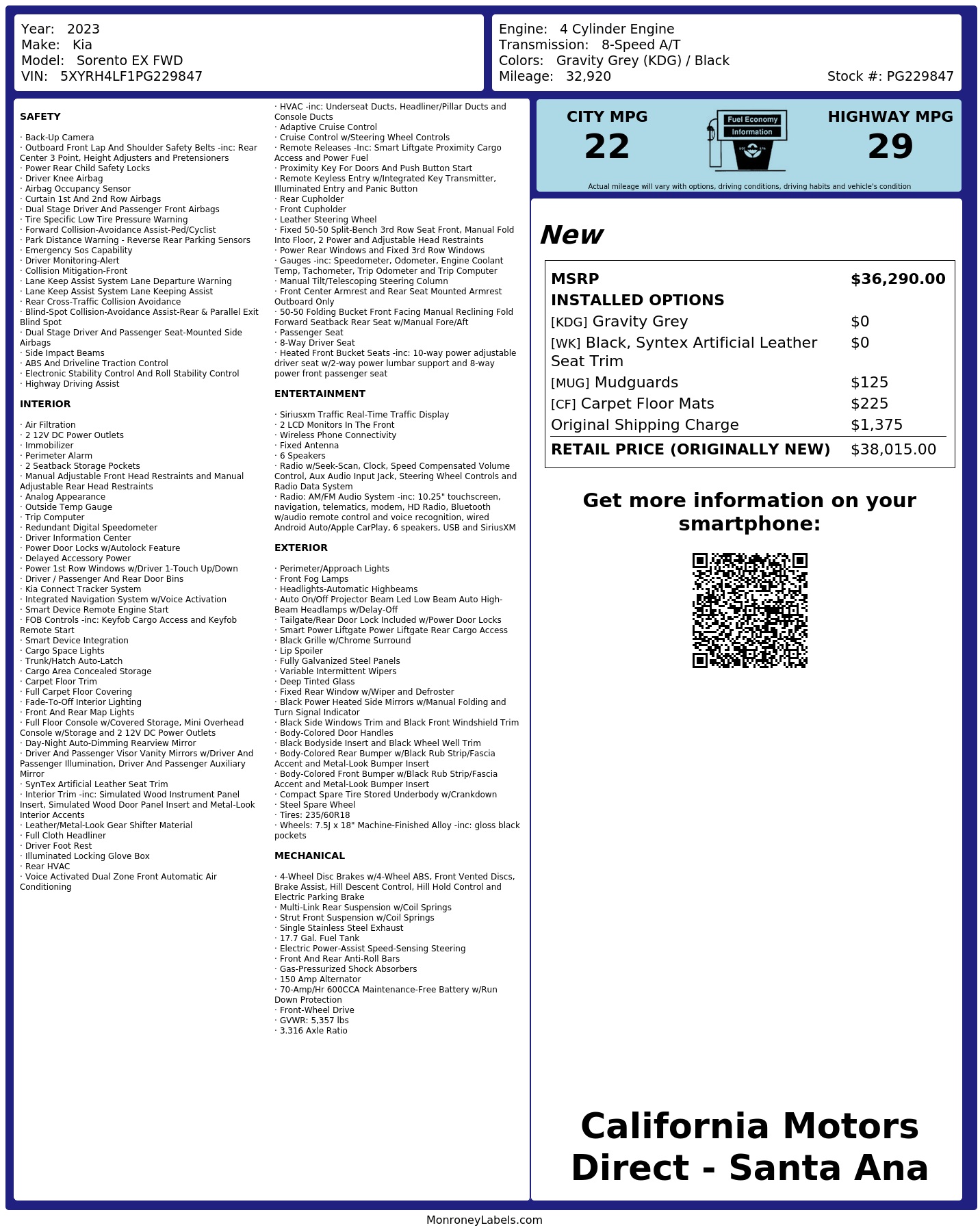 Monroney Label