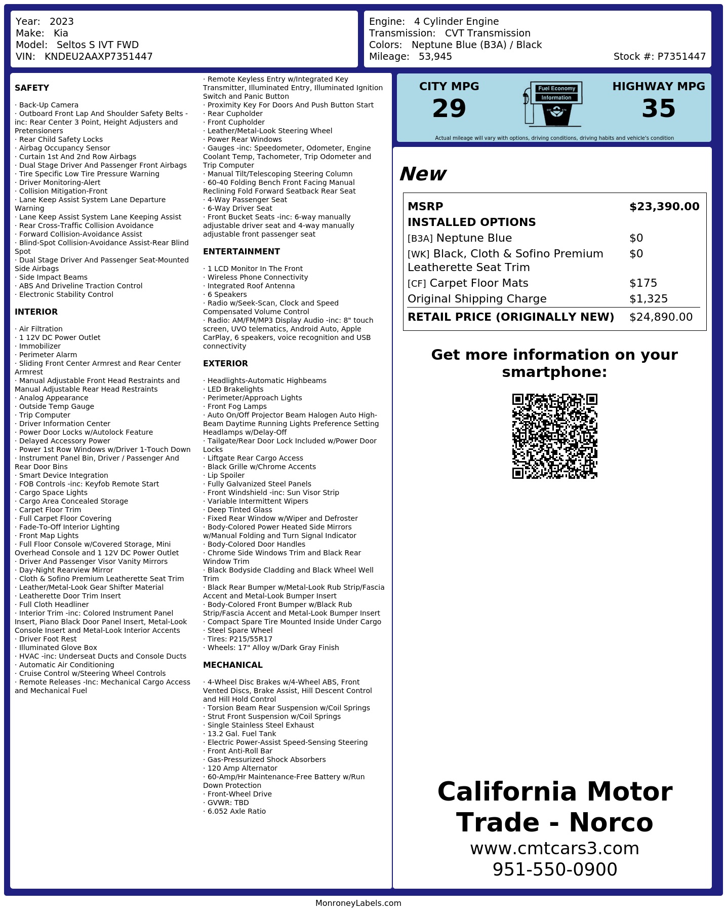 Monroney Label
