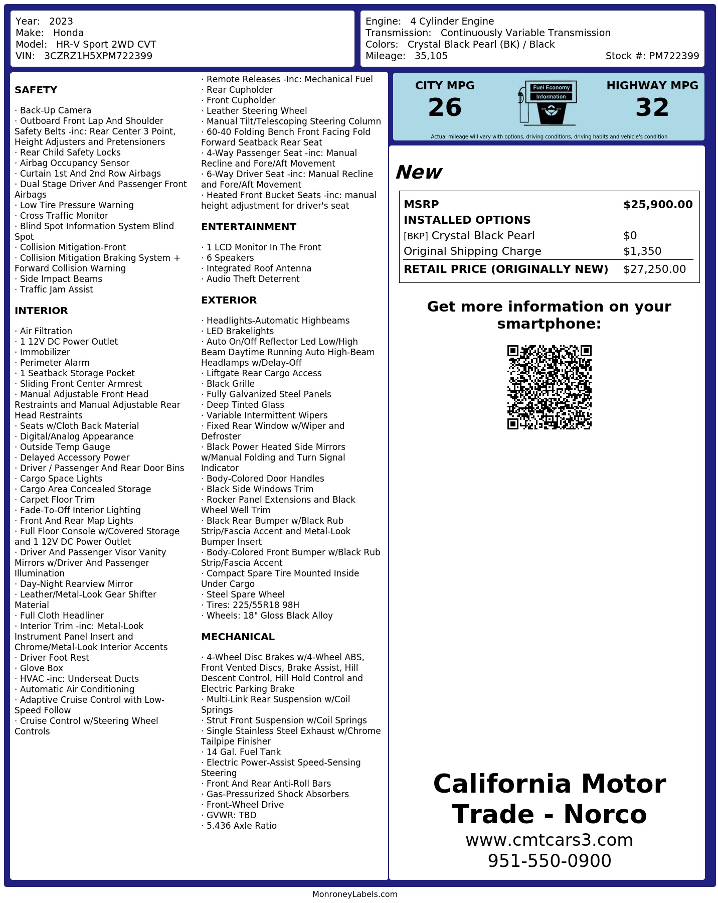 Monroney Label