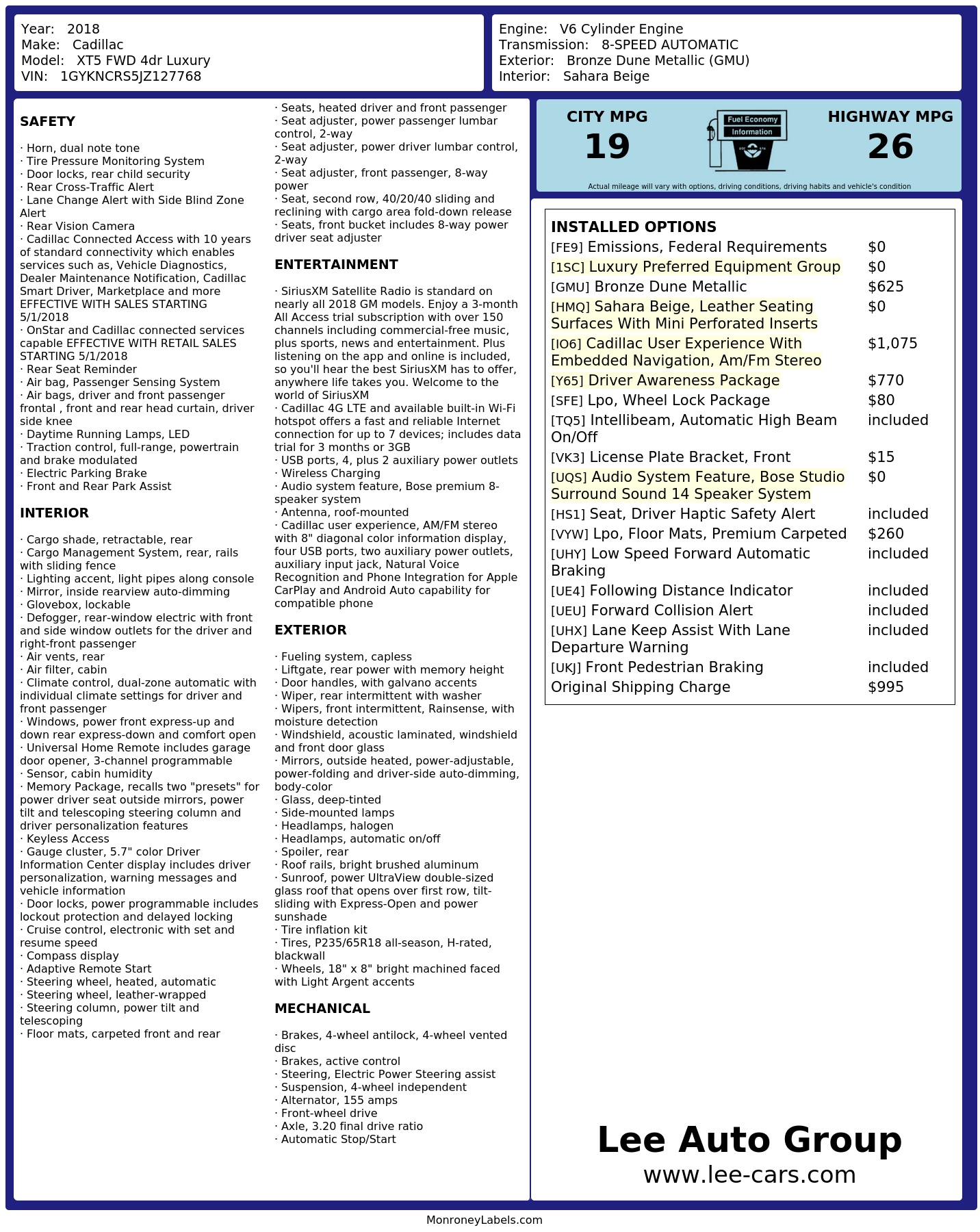 Monroney Label