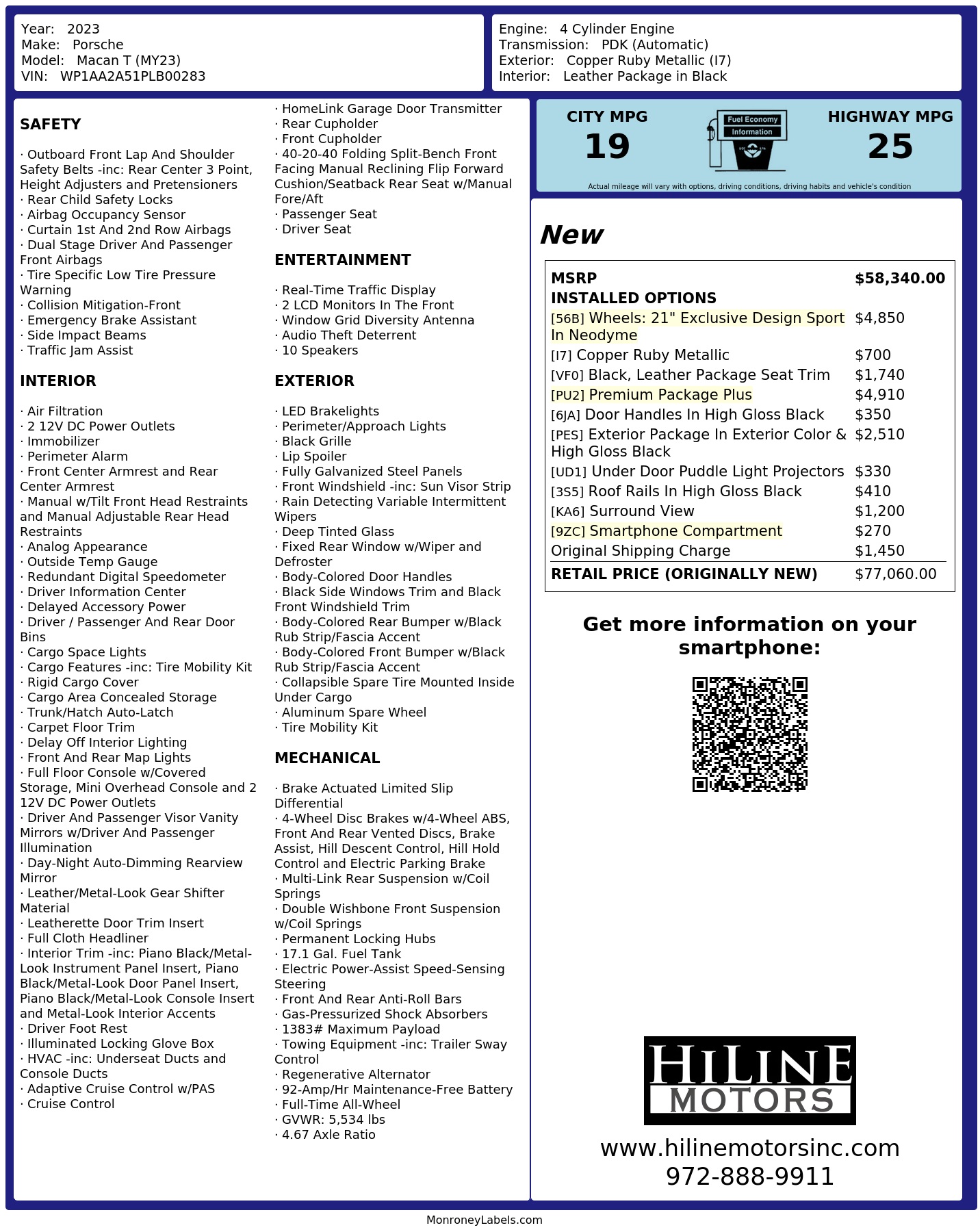 Monroney Label