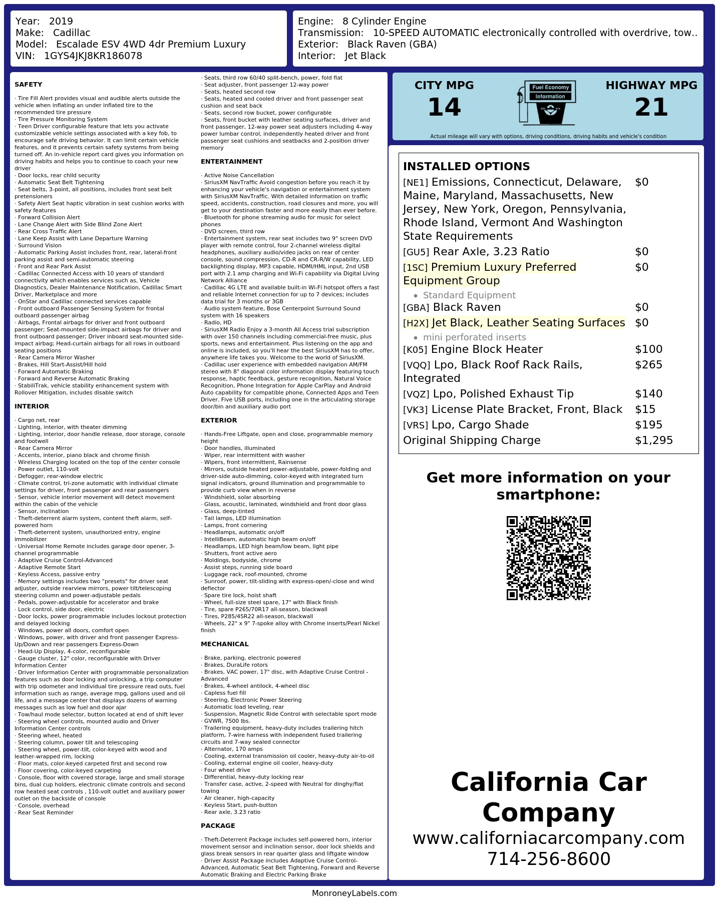 Monroney Label