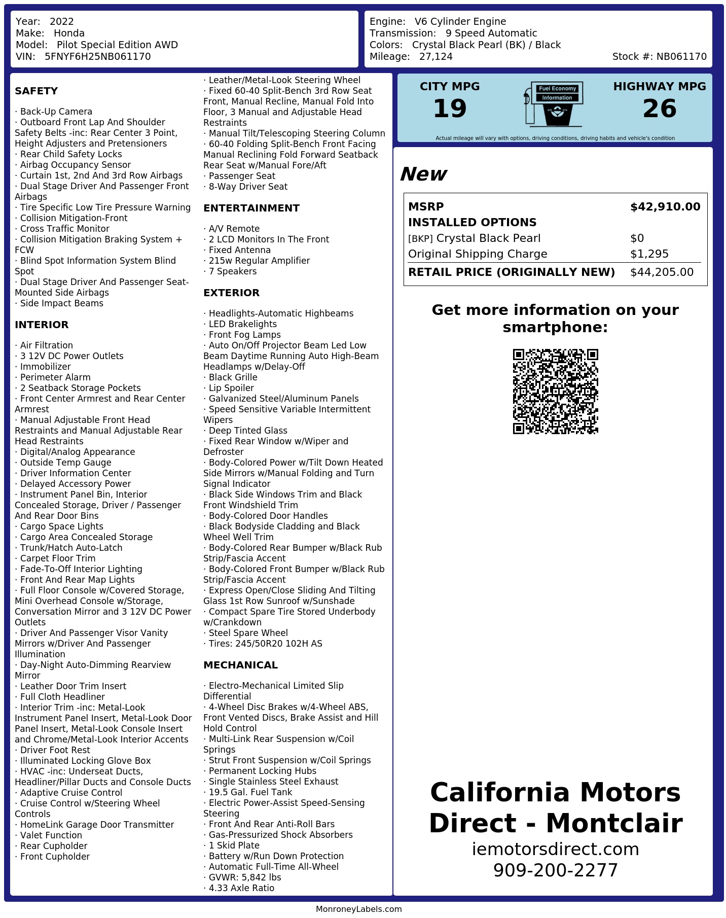 Monroney Label