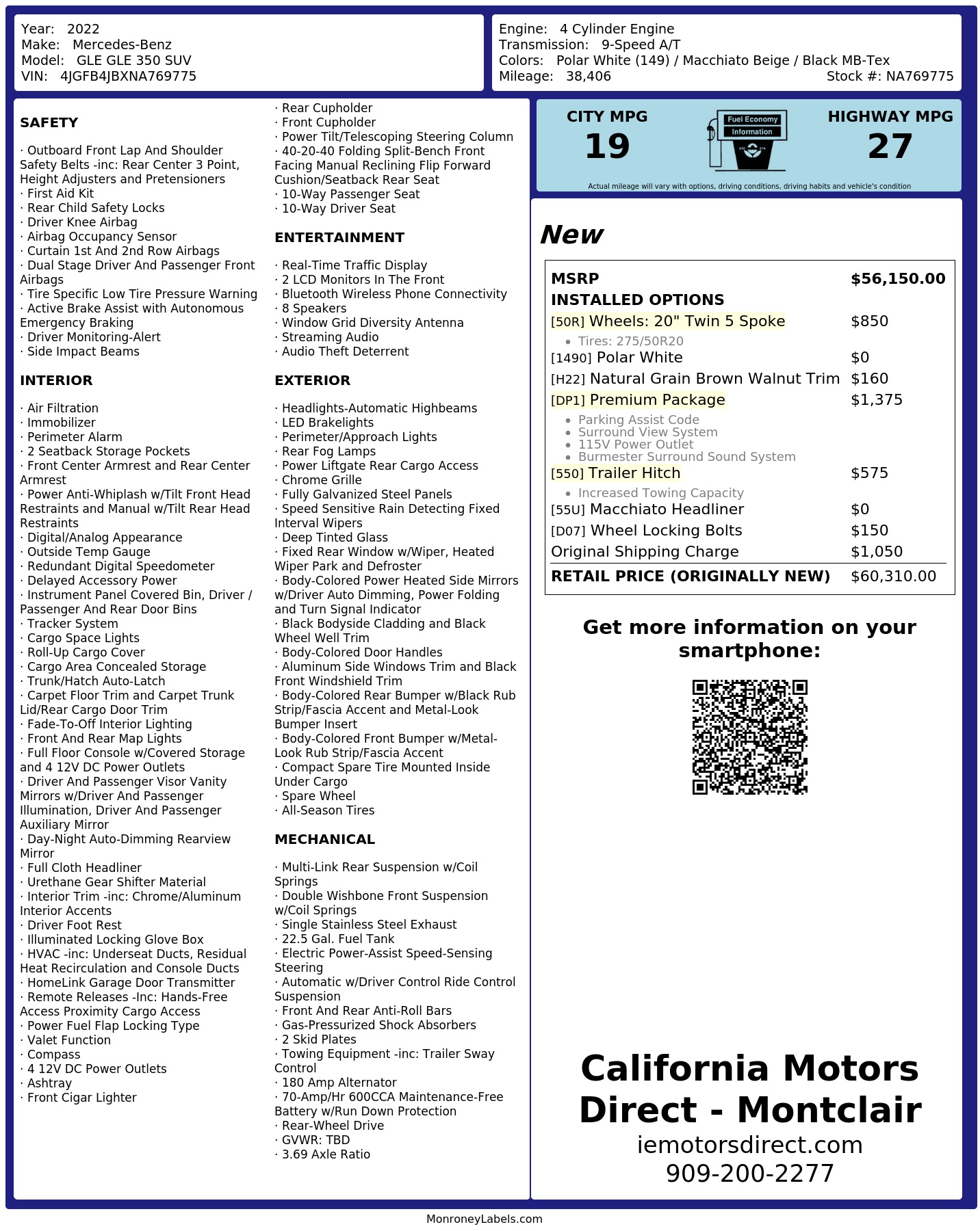 Monroney Label
