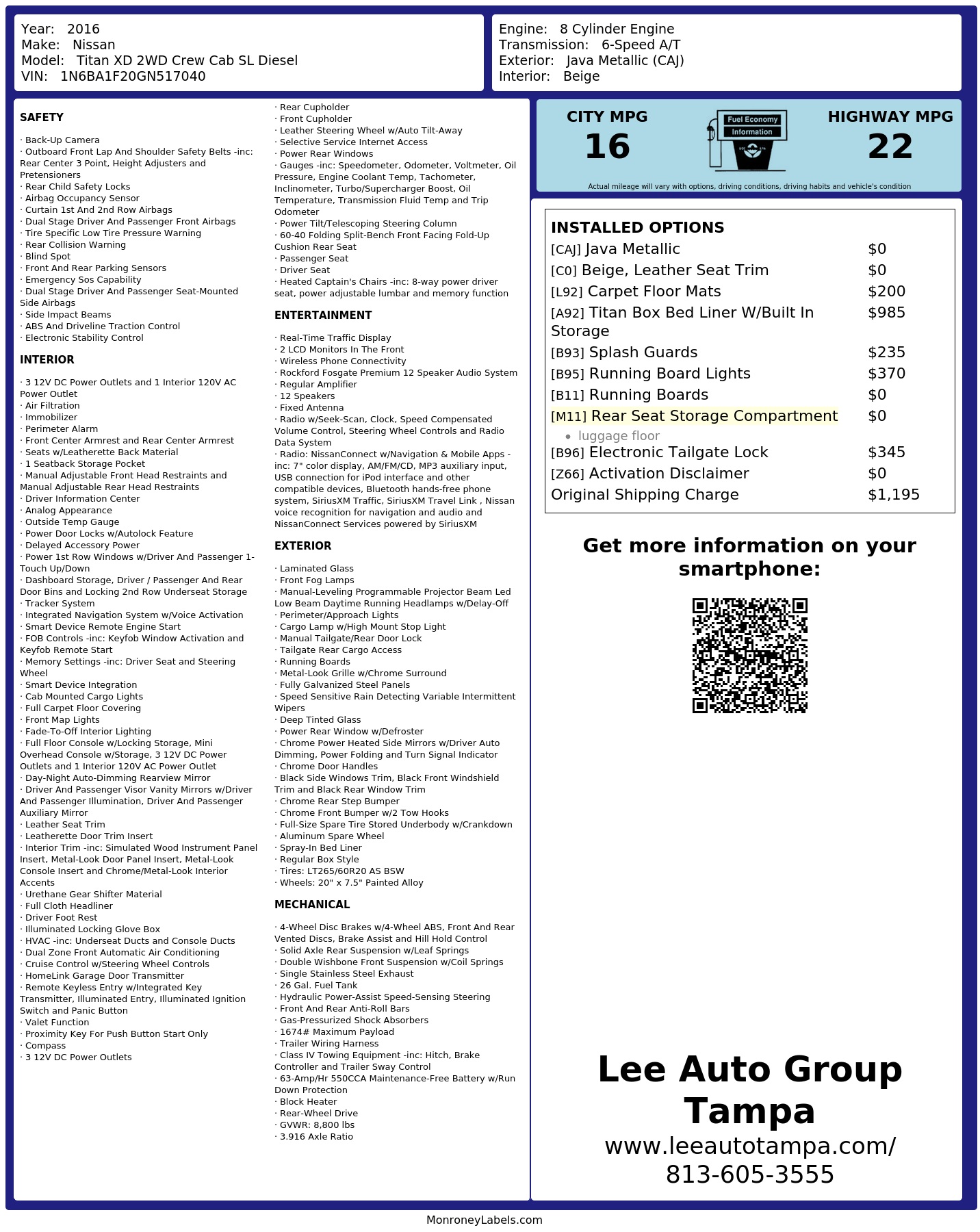 Monroney Label