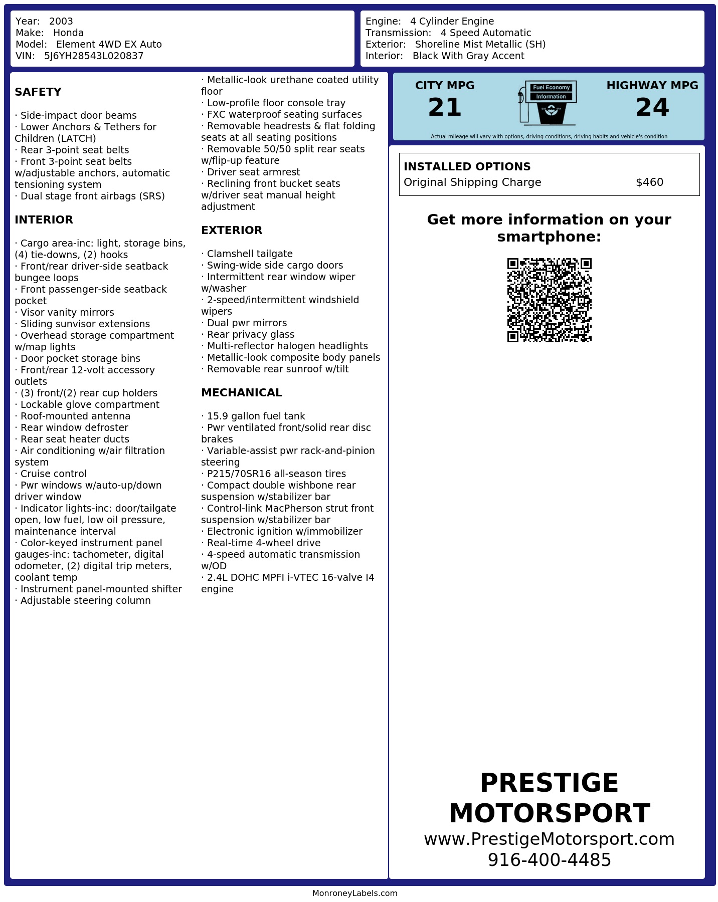 Monroney Label