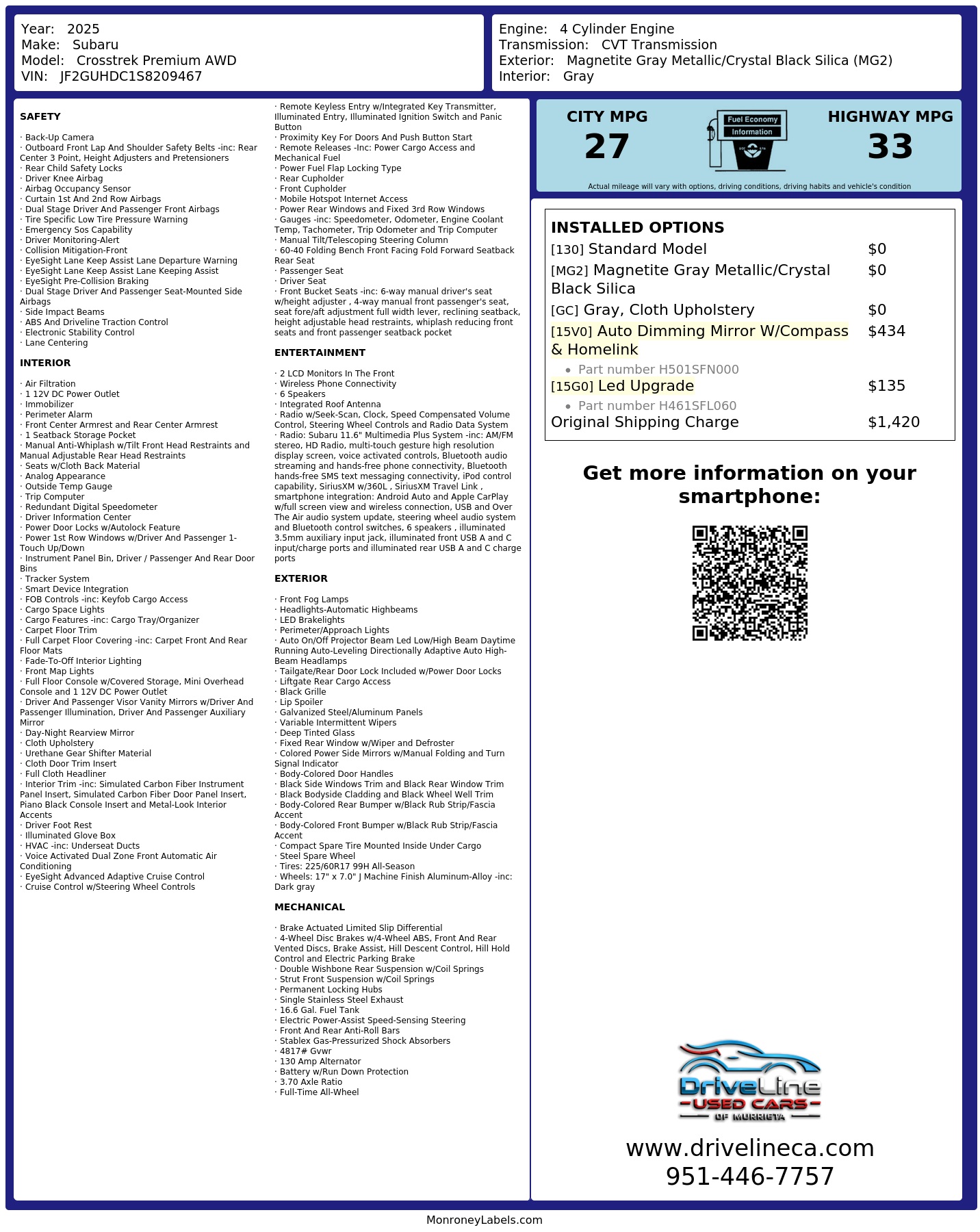 Monroney Label
