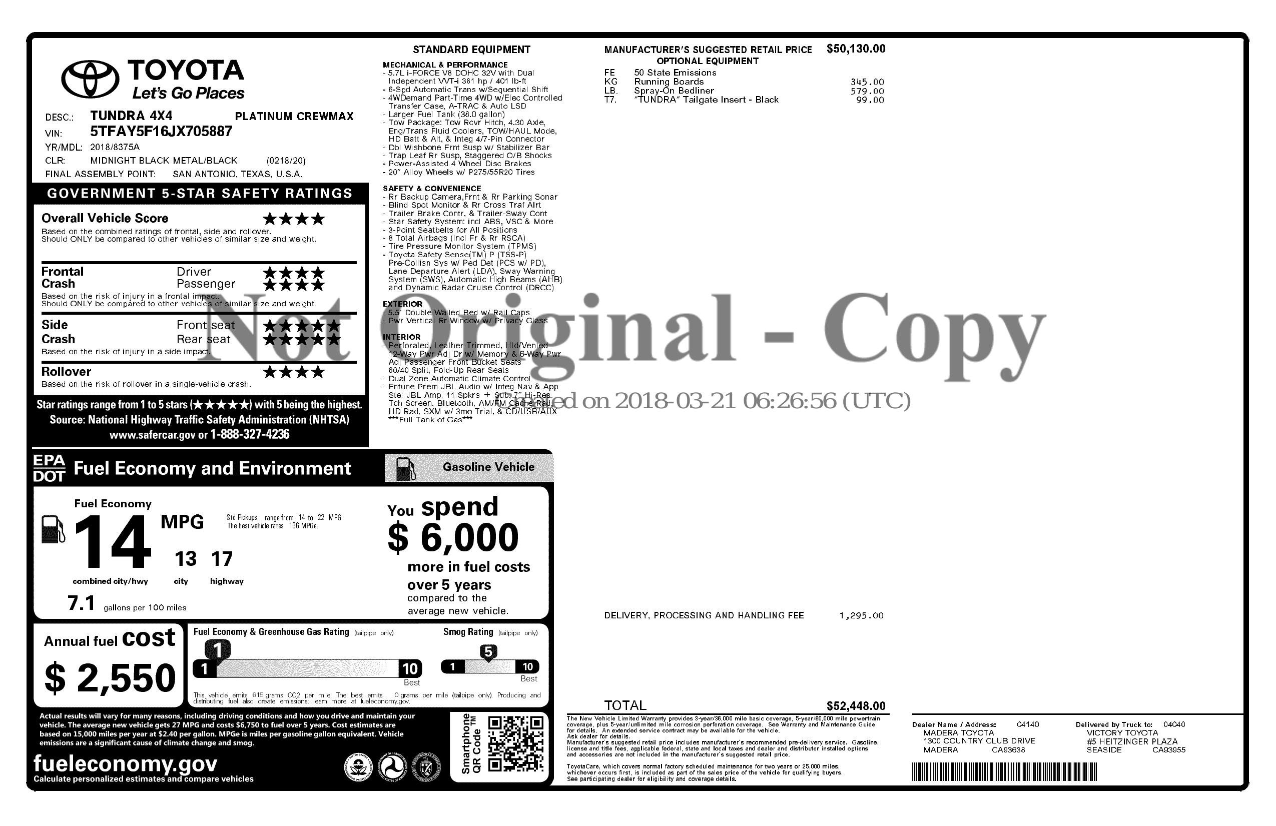 Monroney Label