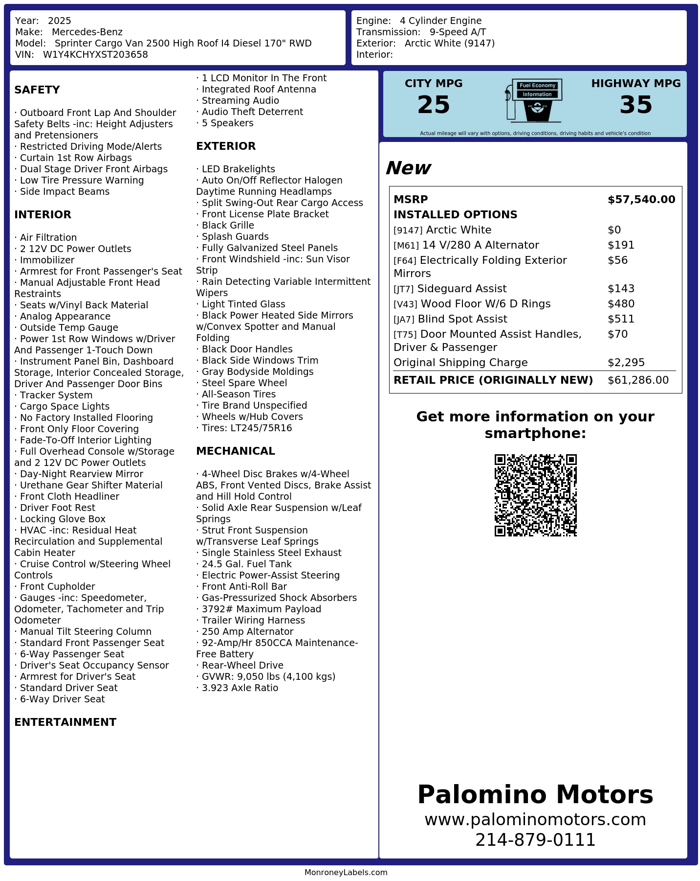 Monroney Label