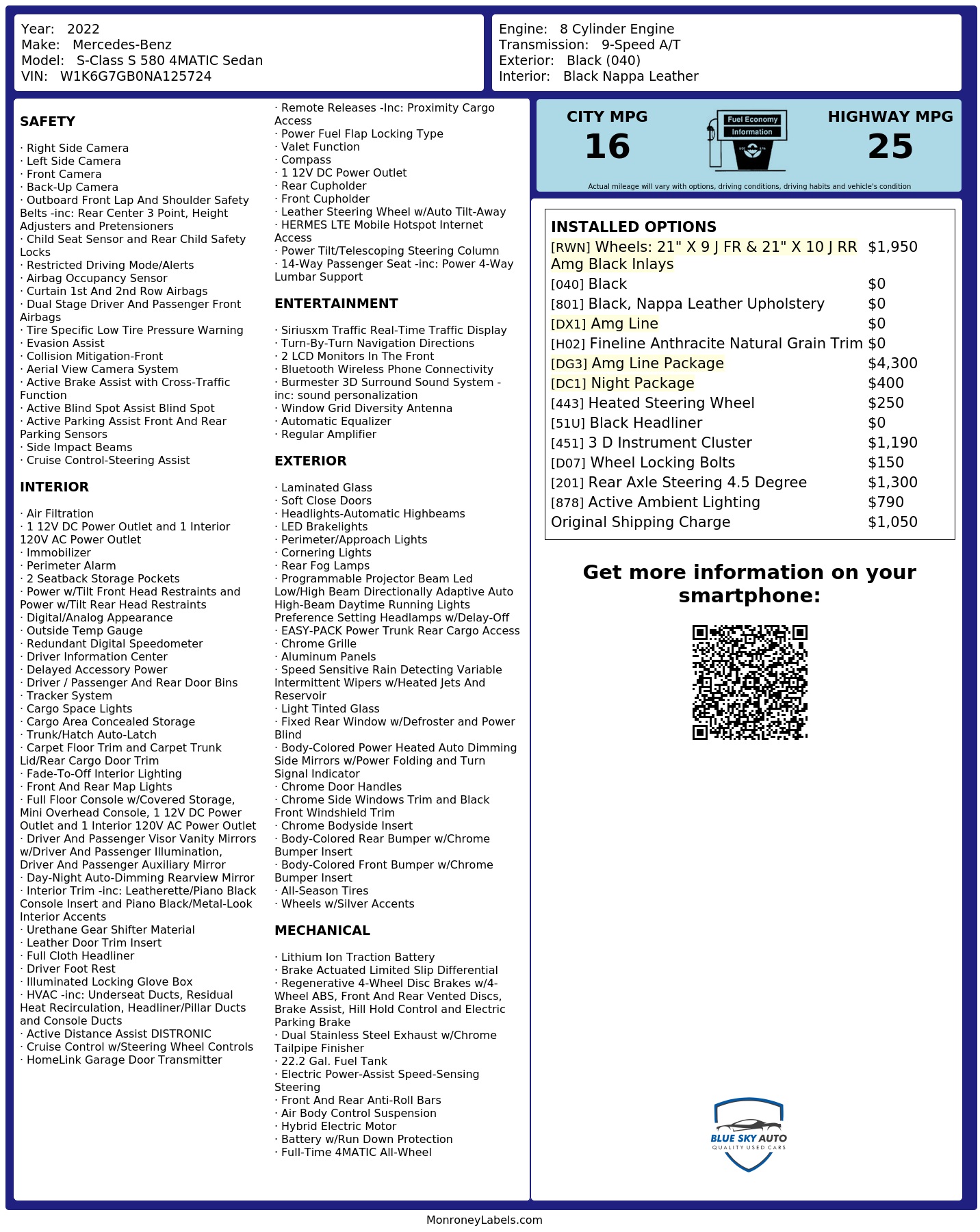 Monroney Label