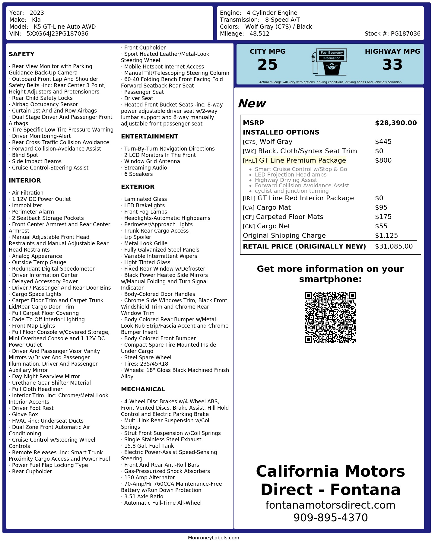 Monroney Label
