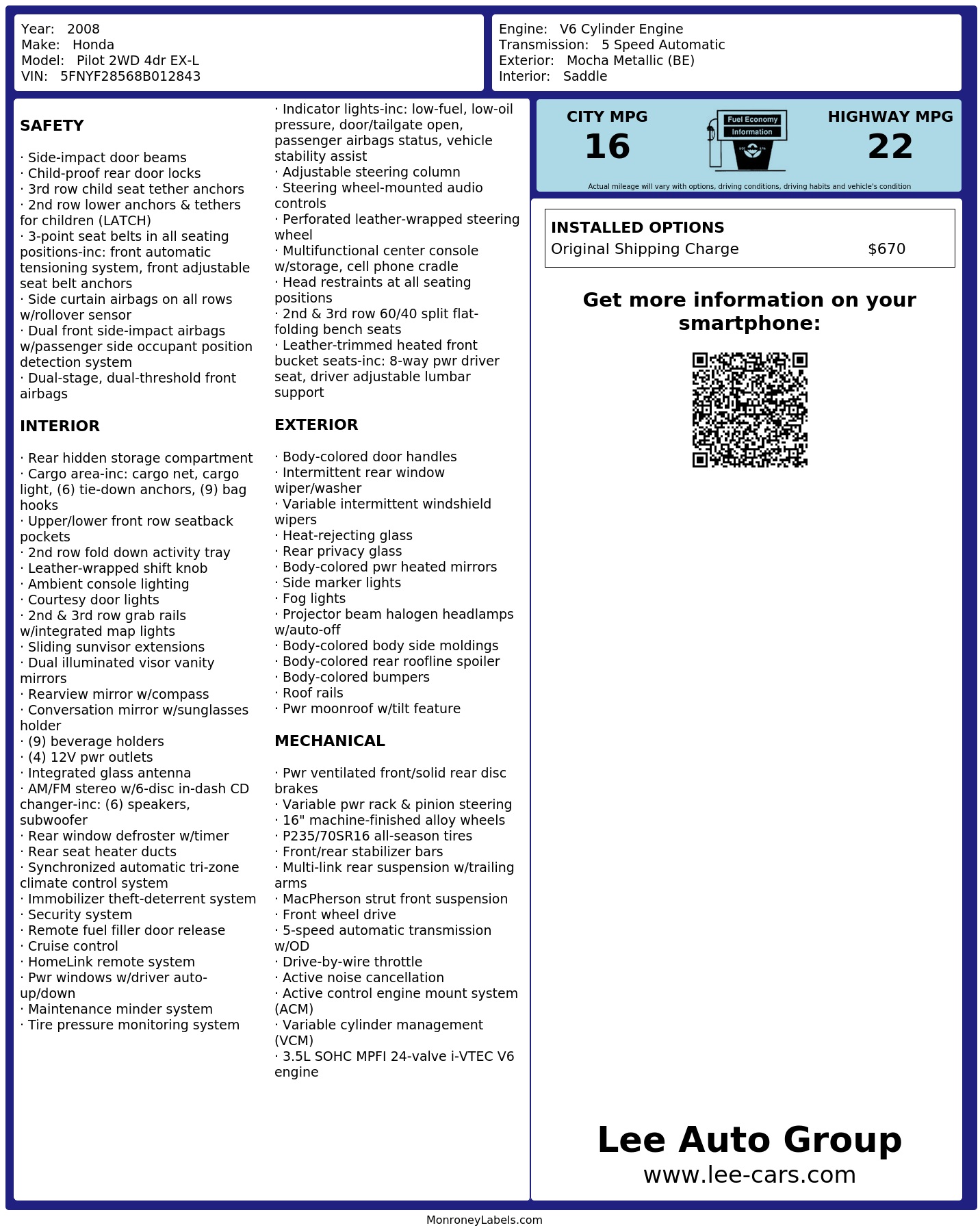 Monroney Label