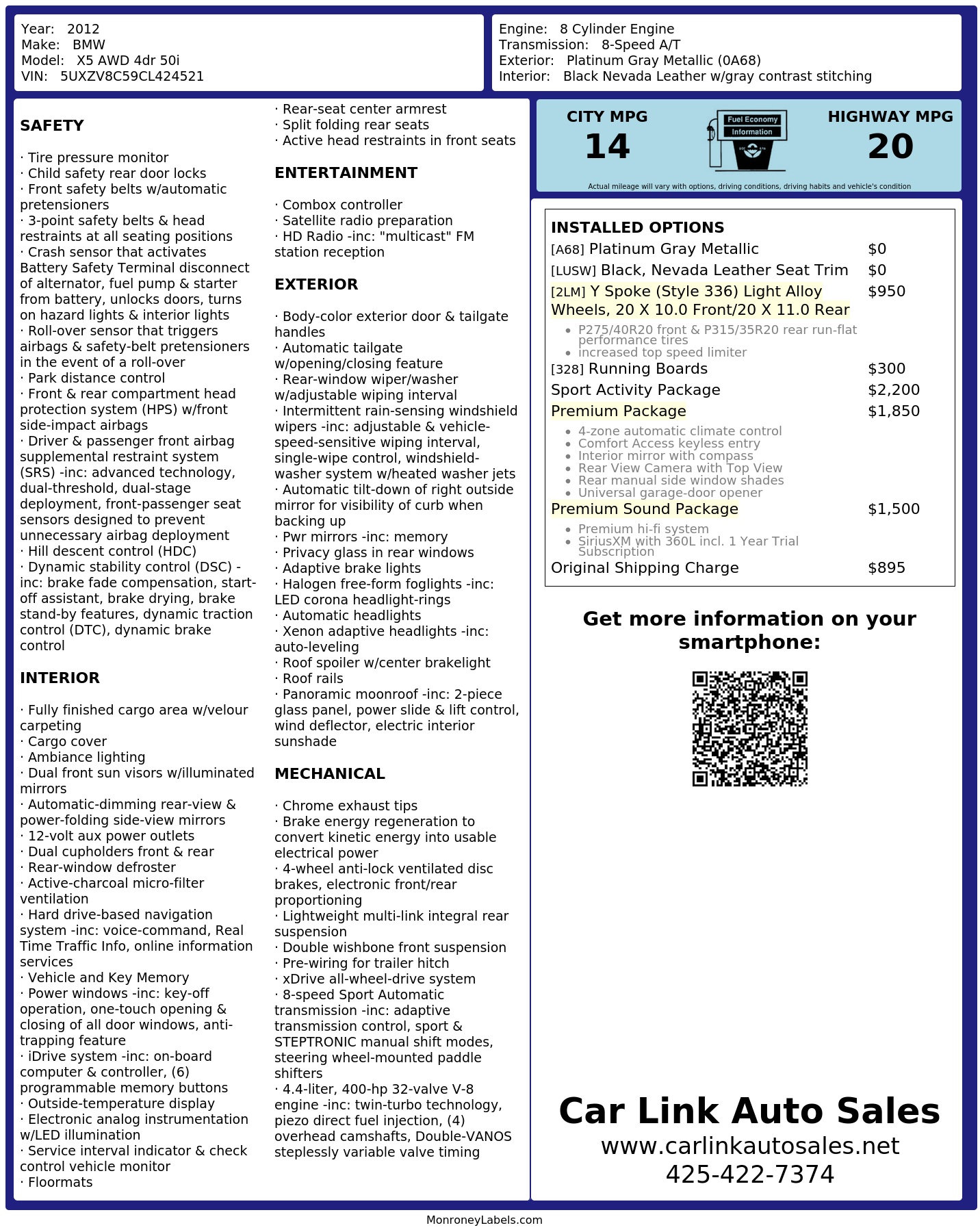Monroney Label