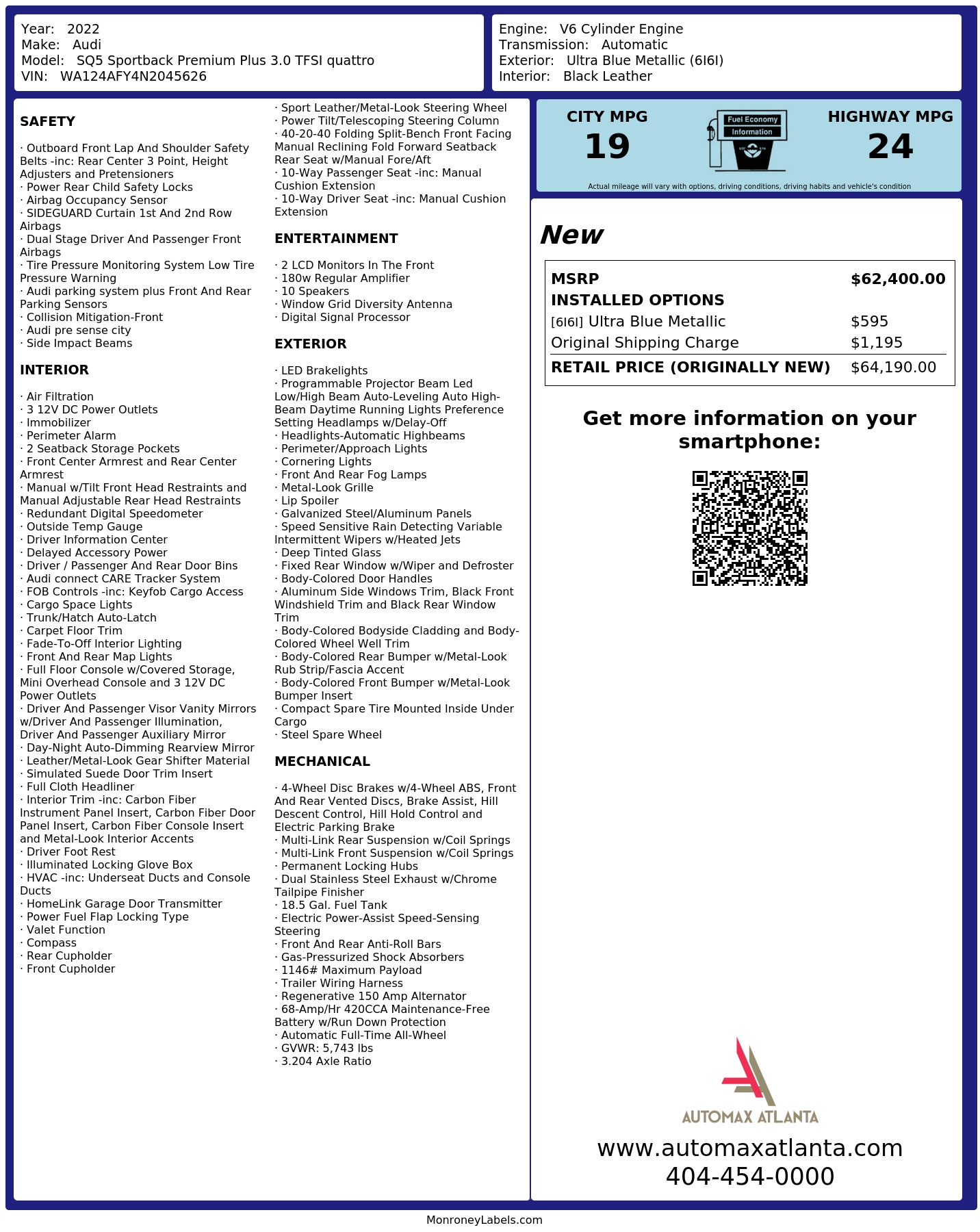 Monroney Label