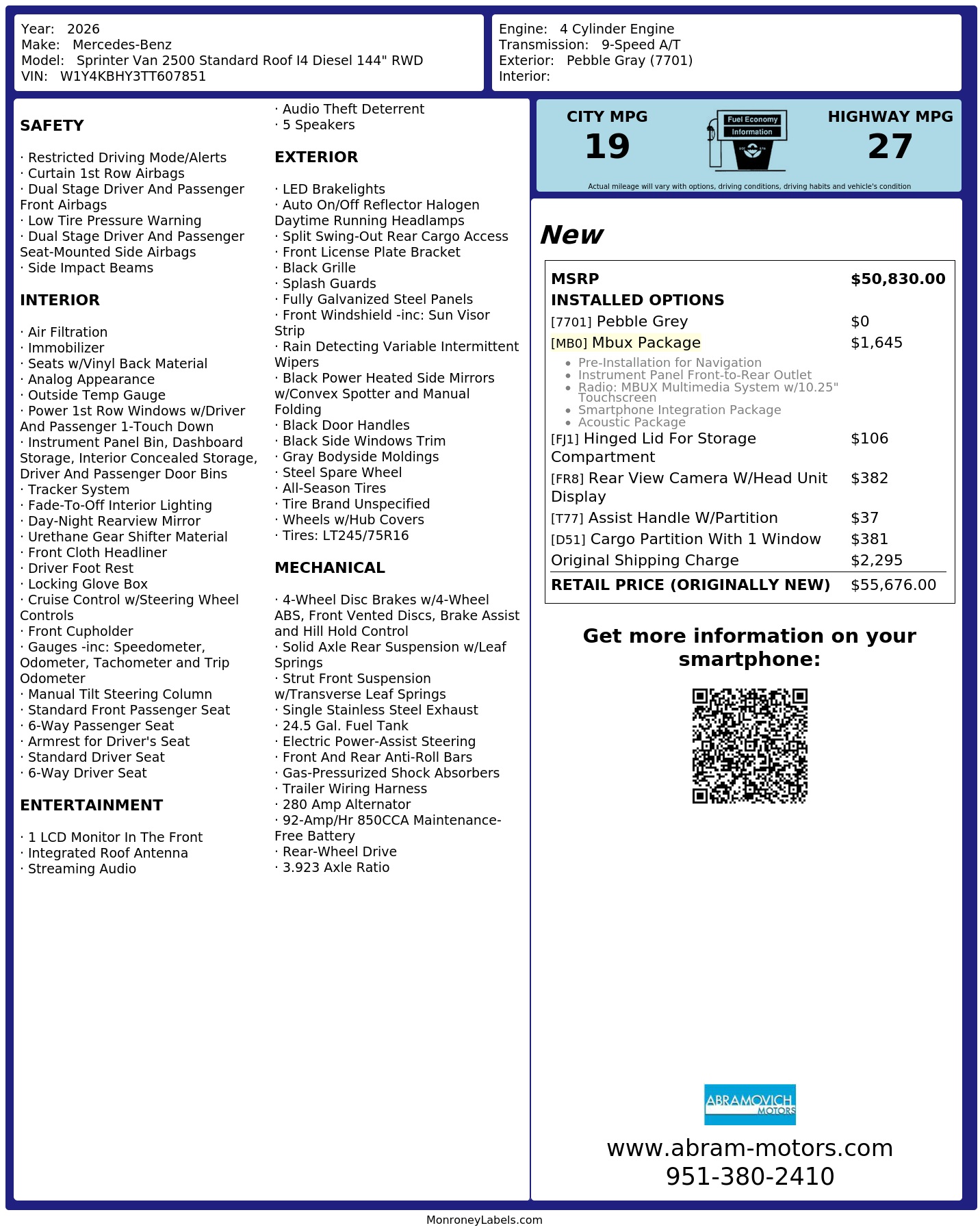 Monroney Label