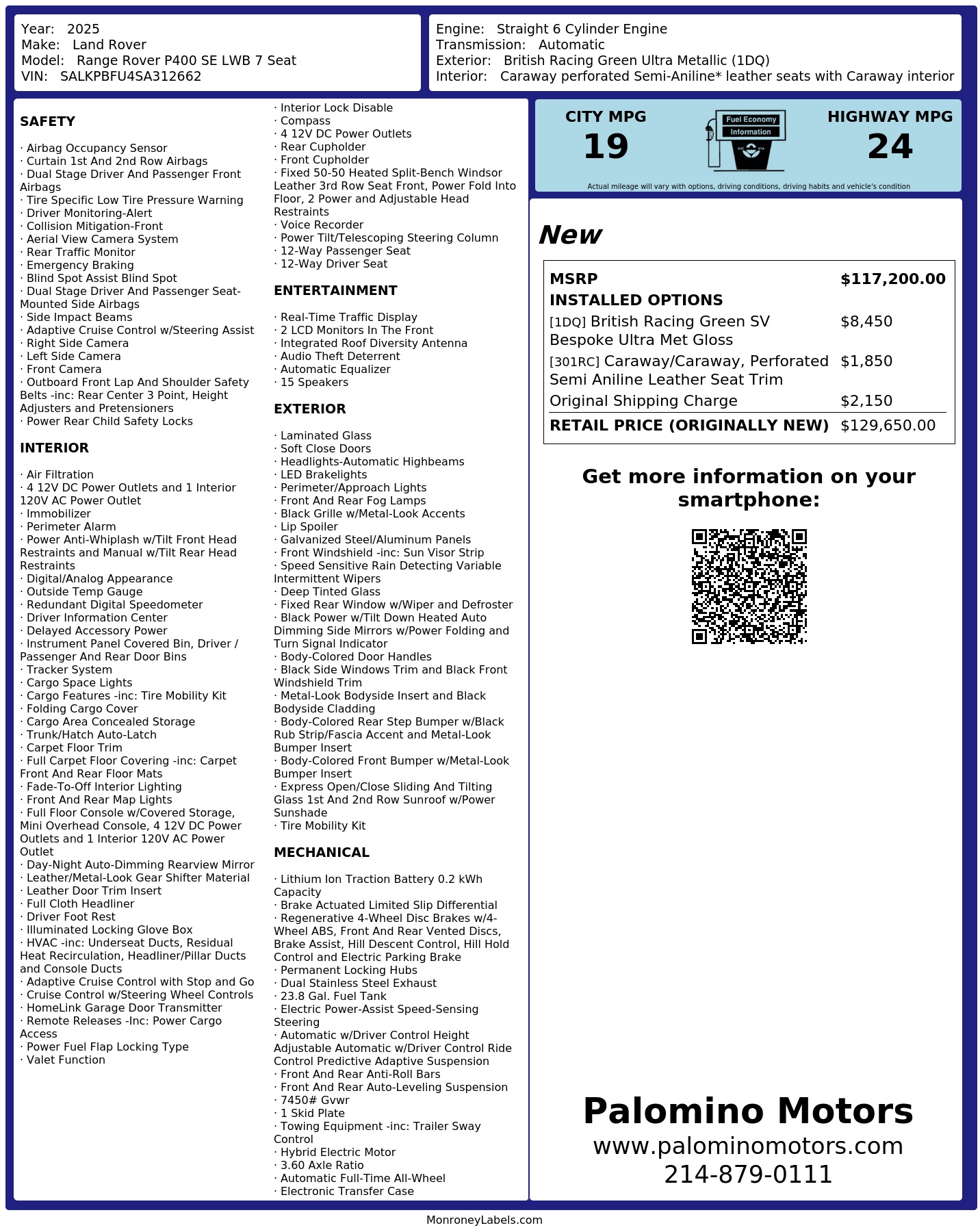 Monroney Label