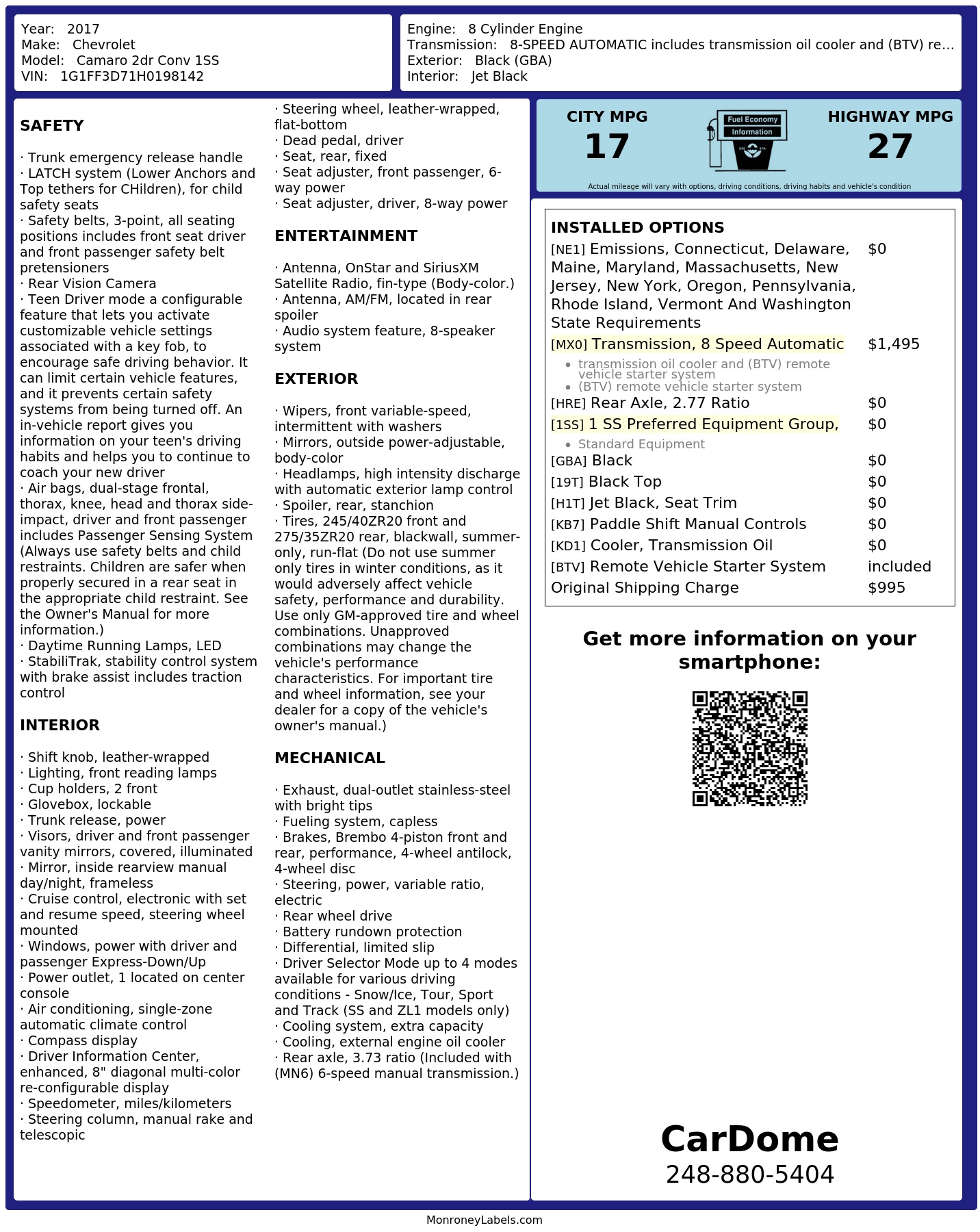 Monroney Label
