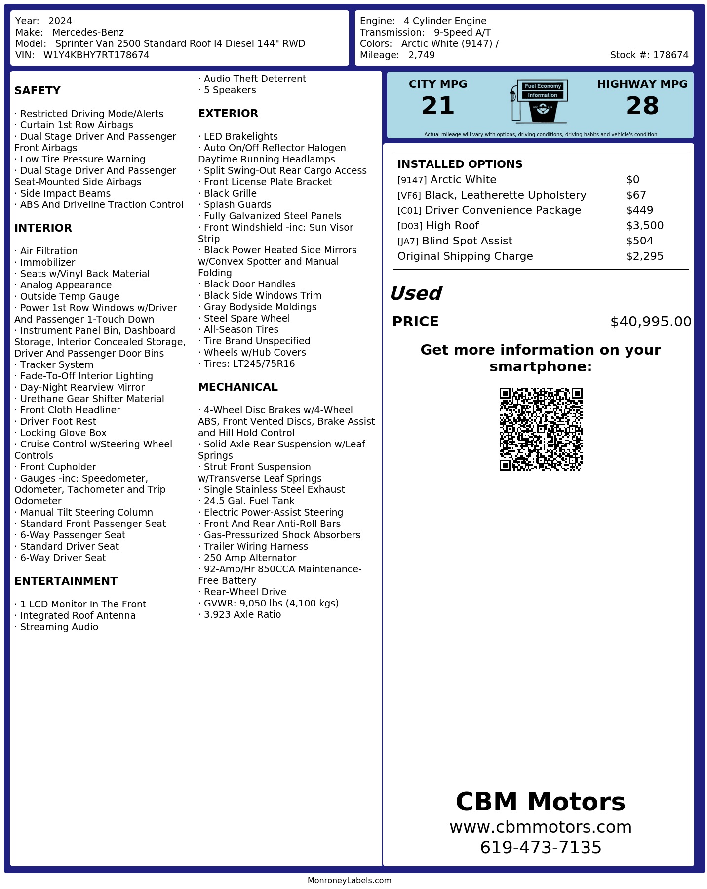 Monroney Label